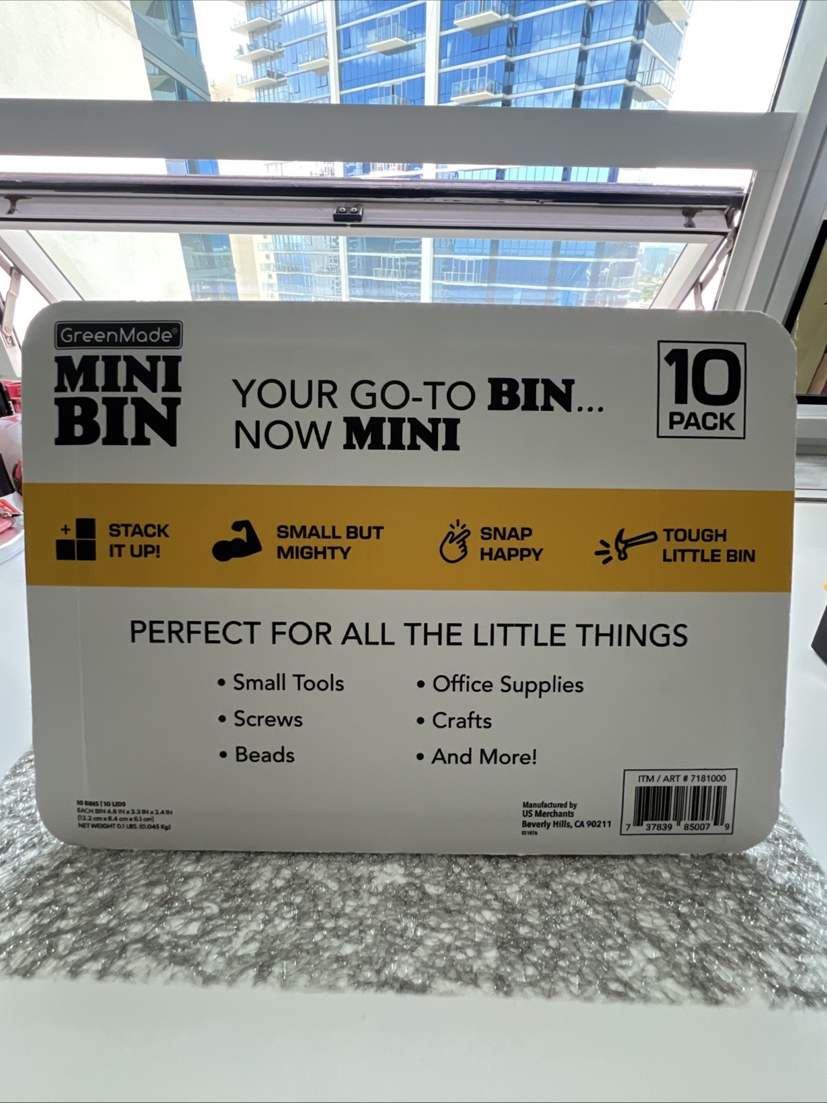 GreenMade Mini Bin 10 Pack Black & Yellow Stackable Storage Containers New