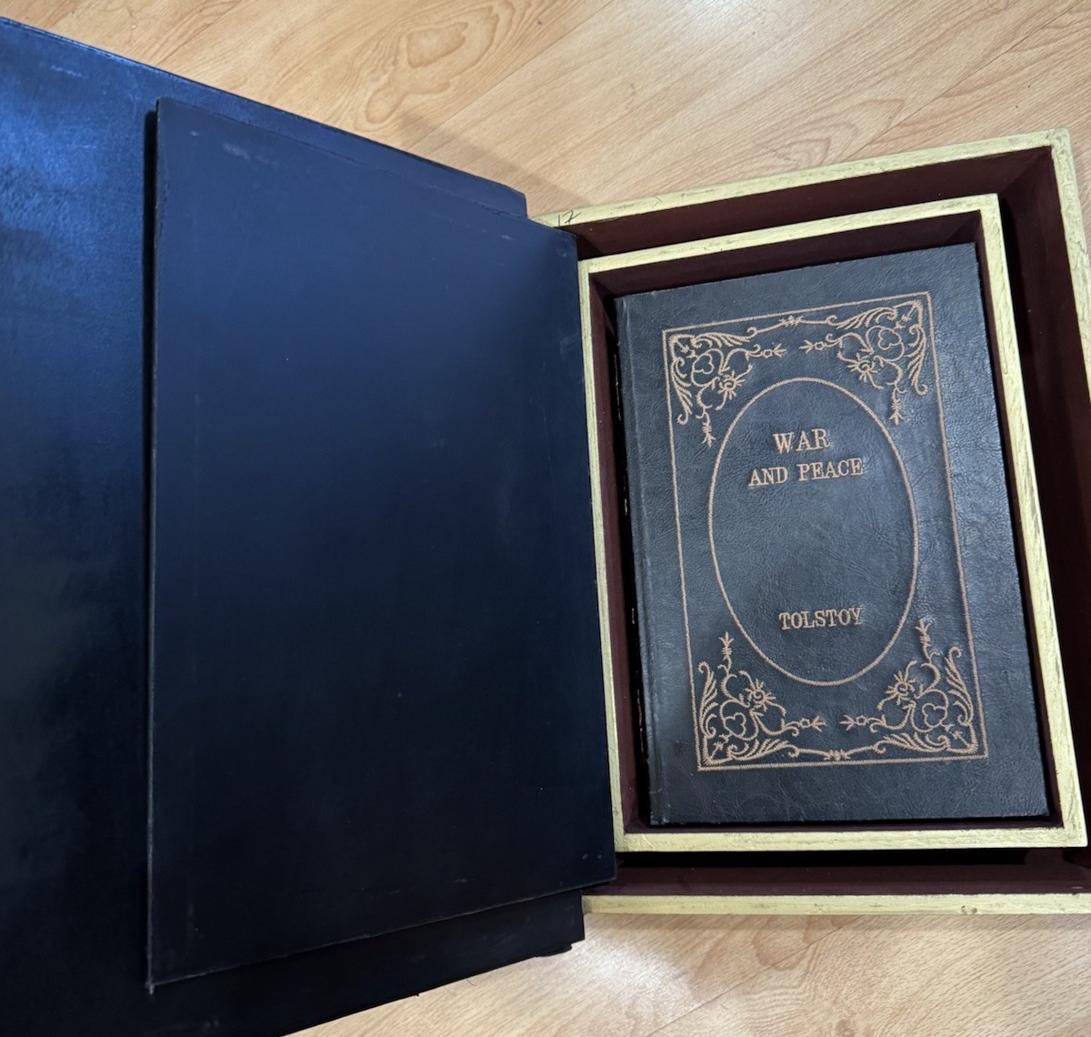 Decorative Book Secret Storage Boxes- Set Of 3 WARAND PEACE Embroidery MCM