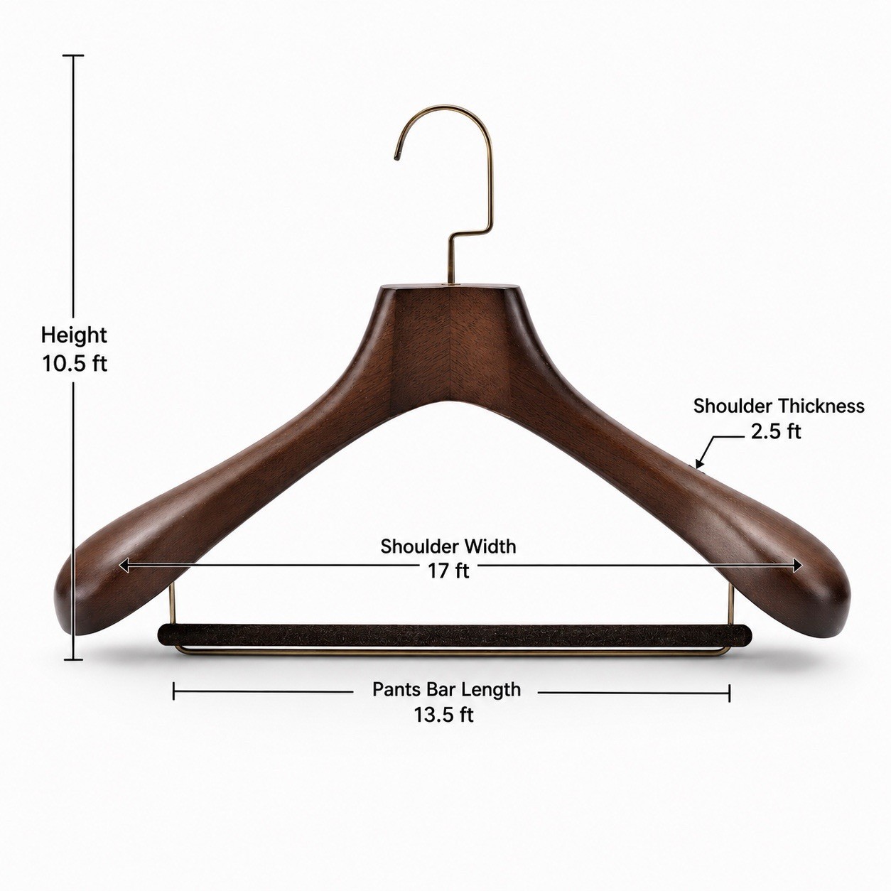 Professional Suit Hanger Solid Oak Wood 3 Inch Wide Shoulders | Heavy Duty