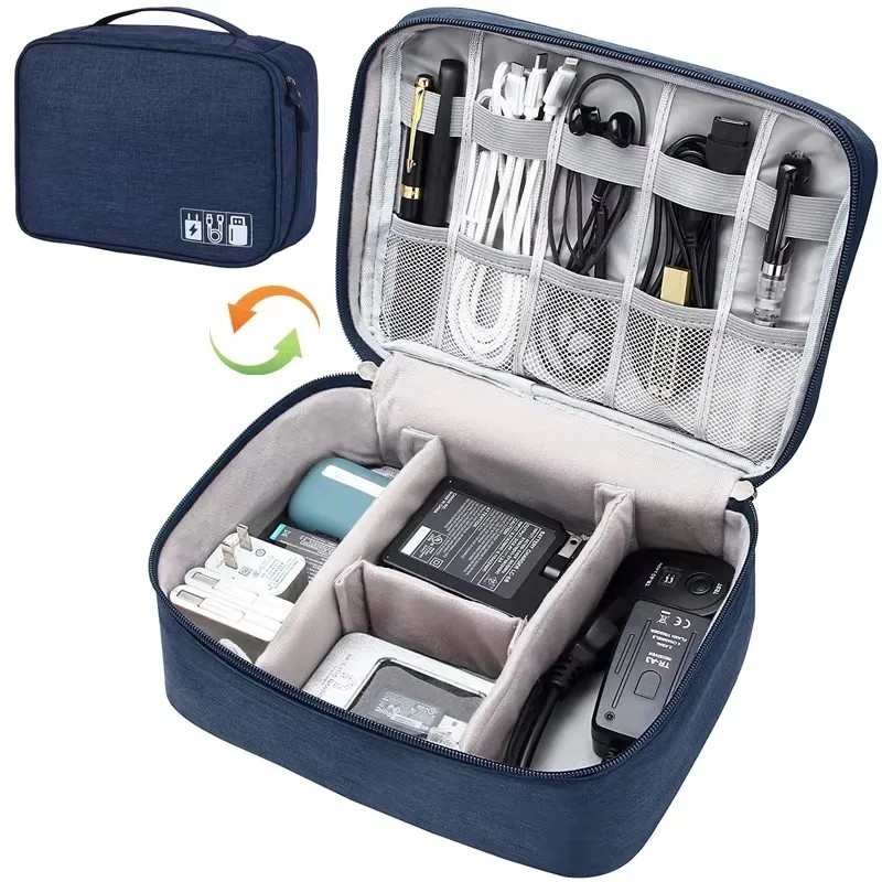 Double Layer Travel Cable Storage Bag Portable Electronic Organizer Case
