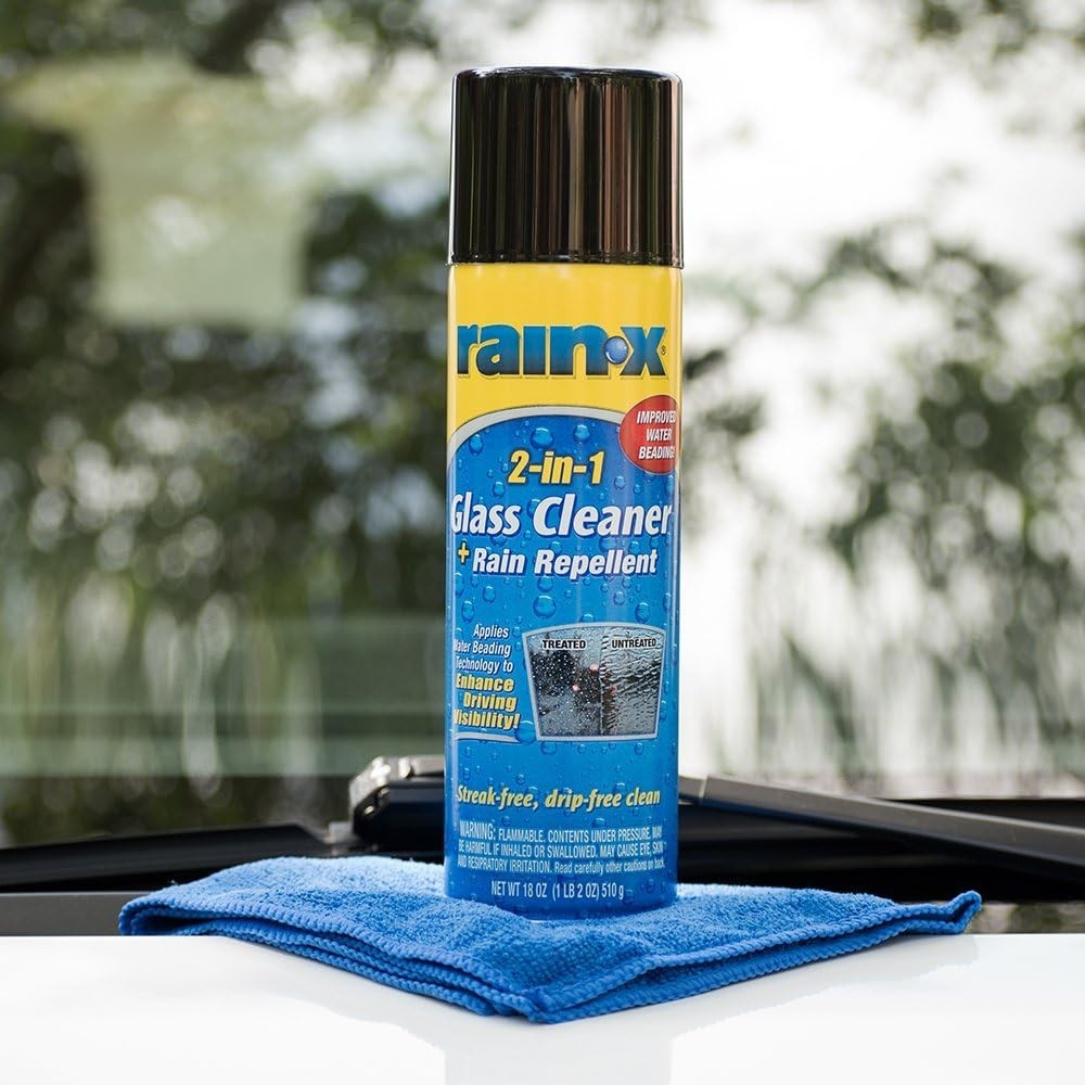 (4 Pack) Rain-X 2 in 1 Glass Cleaner & Rain Repellent Aerosol 18 oz 5080233W New