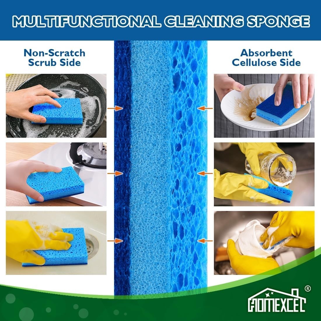 Durable Non-Stick Cookware Safe Sponges – 24 Pack, Ideal for Effortless Cleaning
