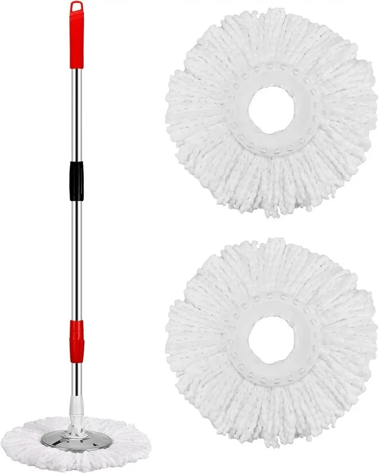 Spin Mop and Bucket with Wringer Set 360° Spinning Mop System 2 Mop Refill USA