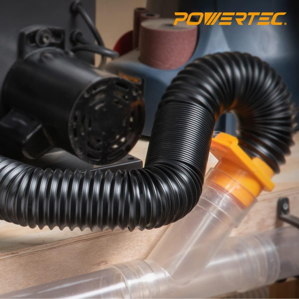 POWERTEC 2-1/2-Inch Flexible Dust Collection Hose 36-Inch Long (70198)