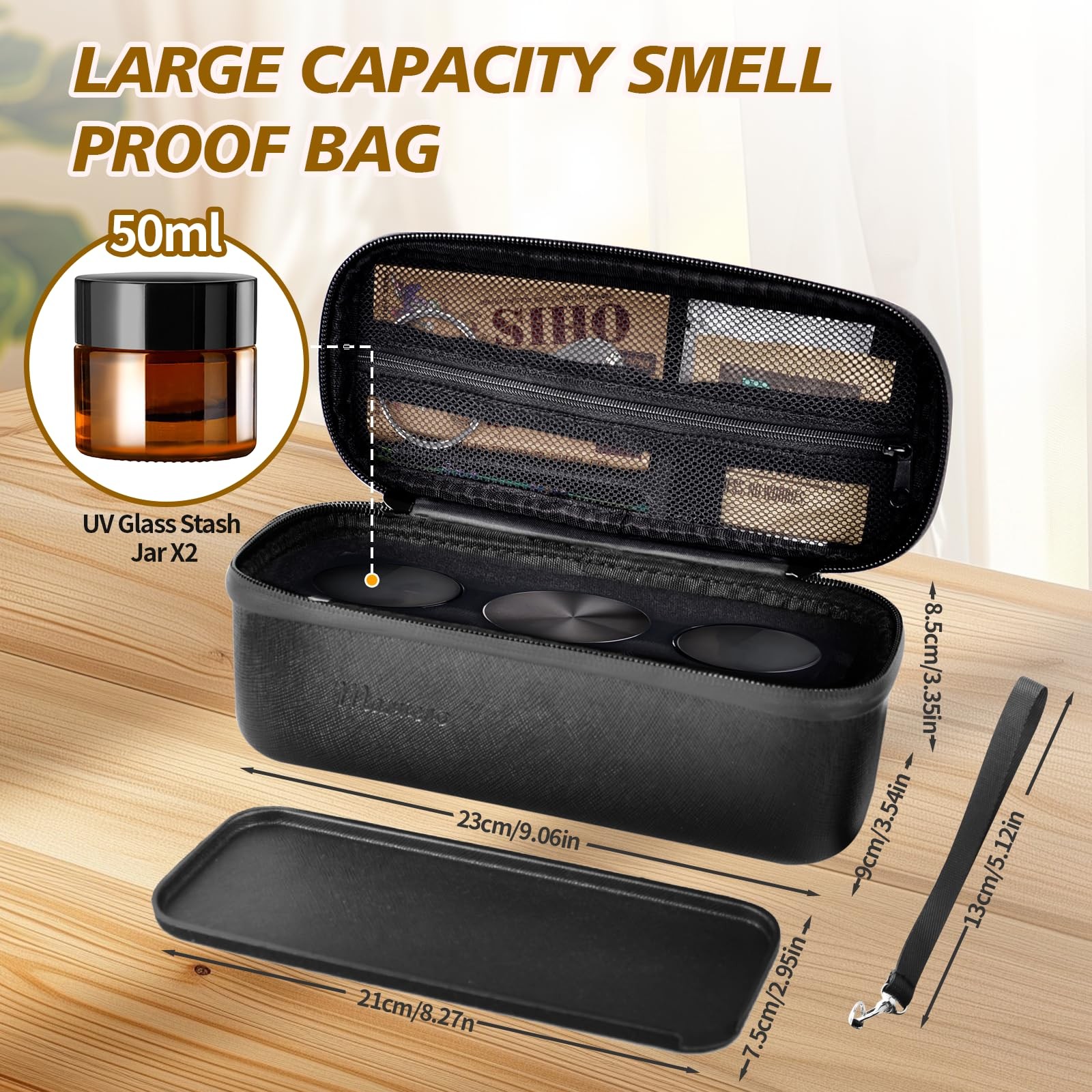 Smell Proof Bag – Smell Proof Box with Glass Jars, Multi-Functional Work Tray…