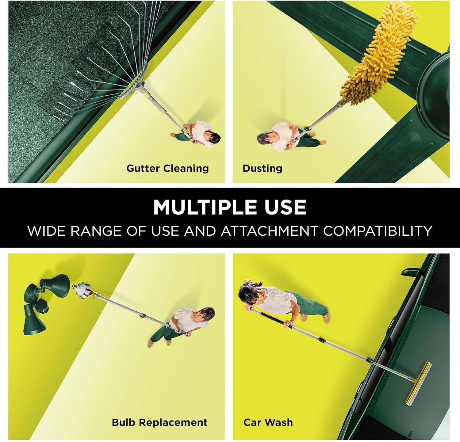 12 ft Reach 5 to 12 ft DocaPole Extension Telescopic Pole High Reach Duster Kit