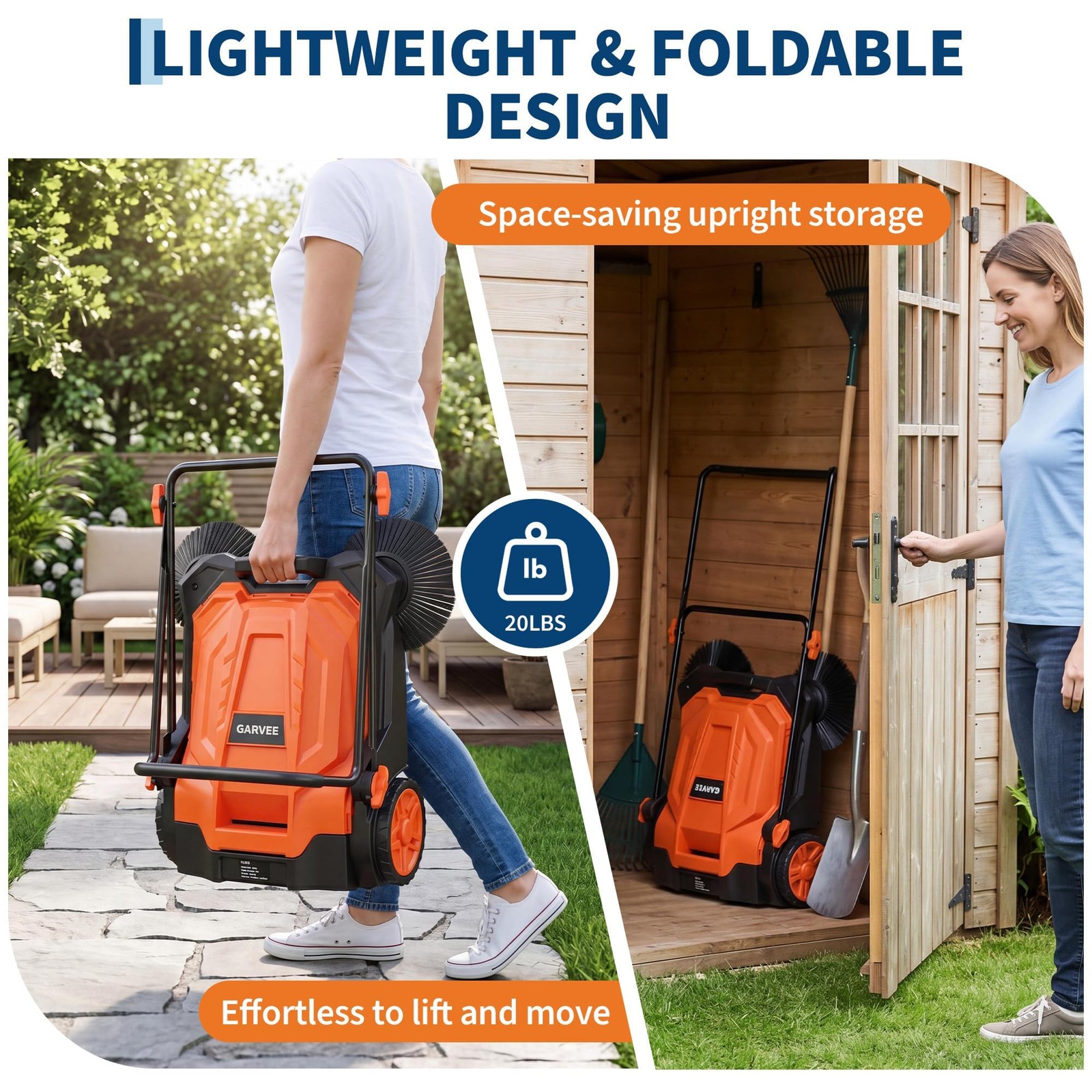 25.6″ Width Manual Sweeper Walk-Behind Hand Push Floor Sweeper Adjustable Handle
