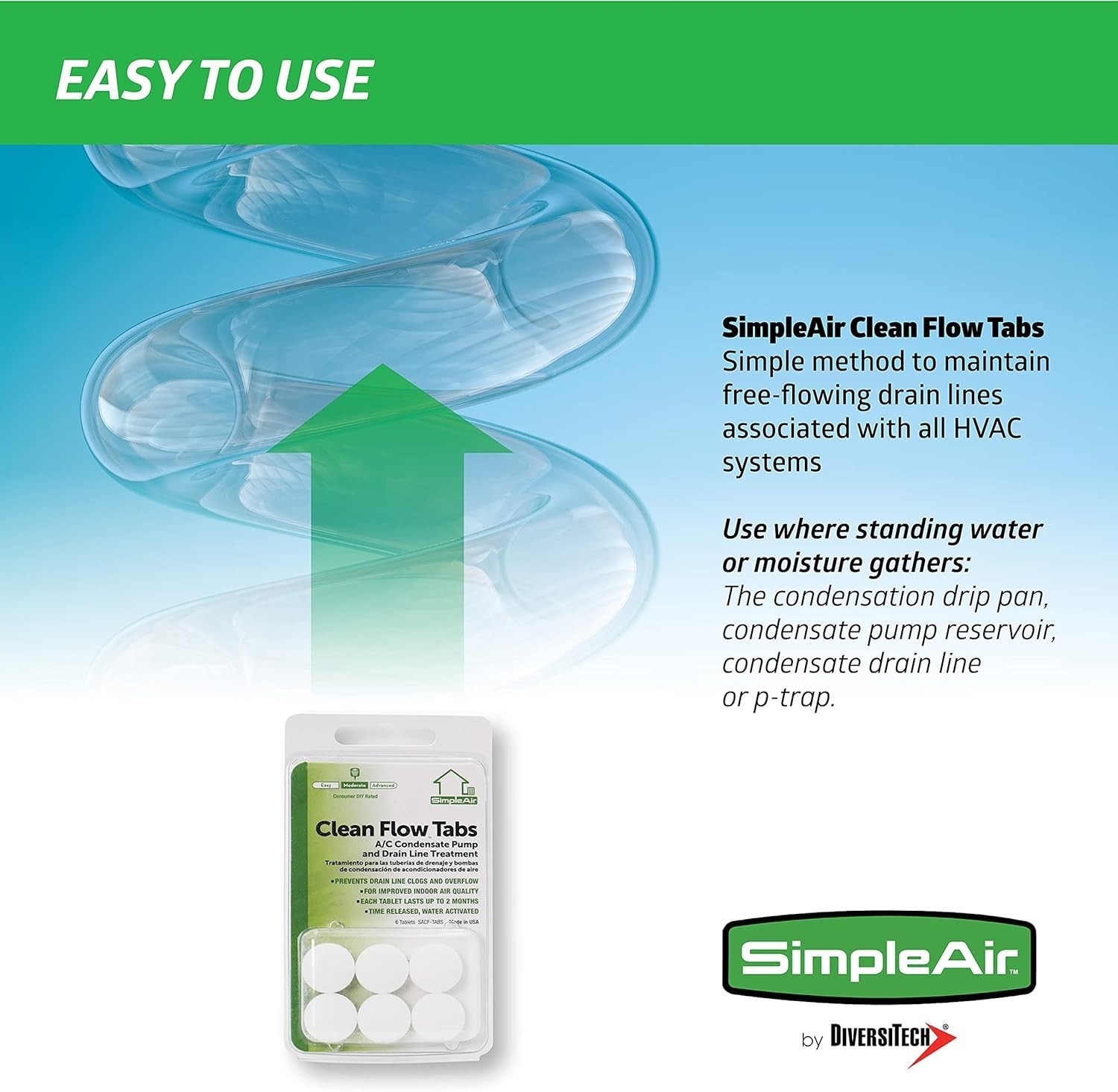 Biodegradable Clean Flow Tabs – 6 Count for Clog-Free HVAC & AC Drain Lines