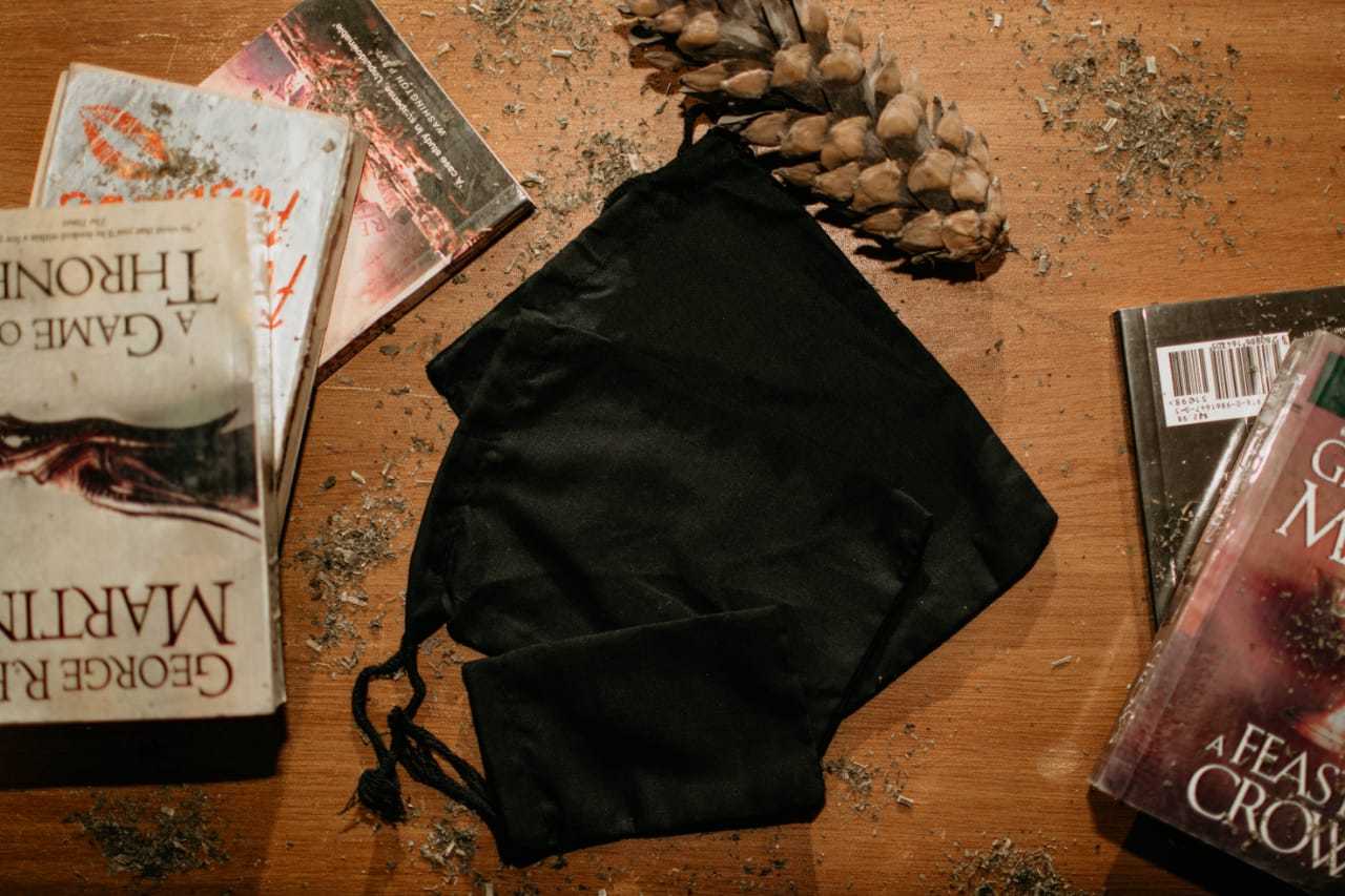 12×16 Inches Cotton Single Drawstring Premium Muslin Black Bags. Select Quantity