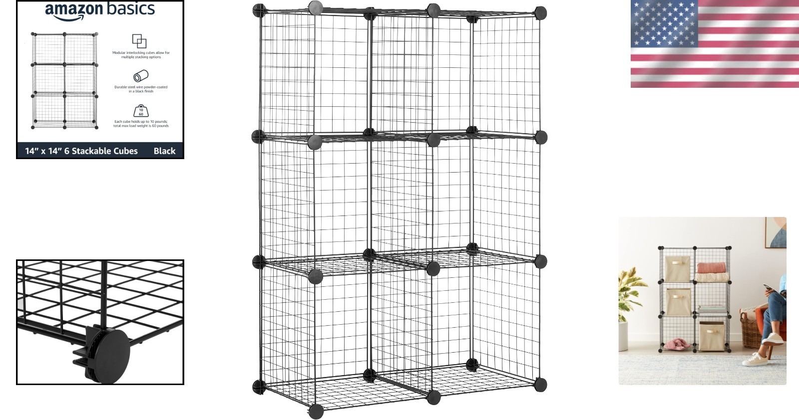 14″ x 14″ Heavy Duty 6-Cube Storage Shelf – Versatile Organizer for Home or Dorm