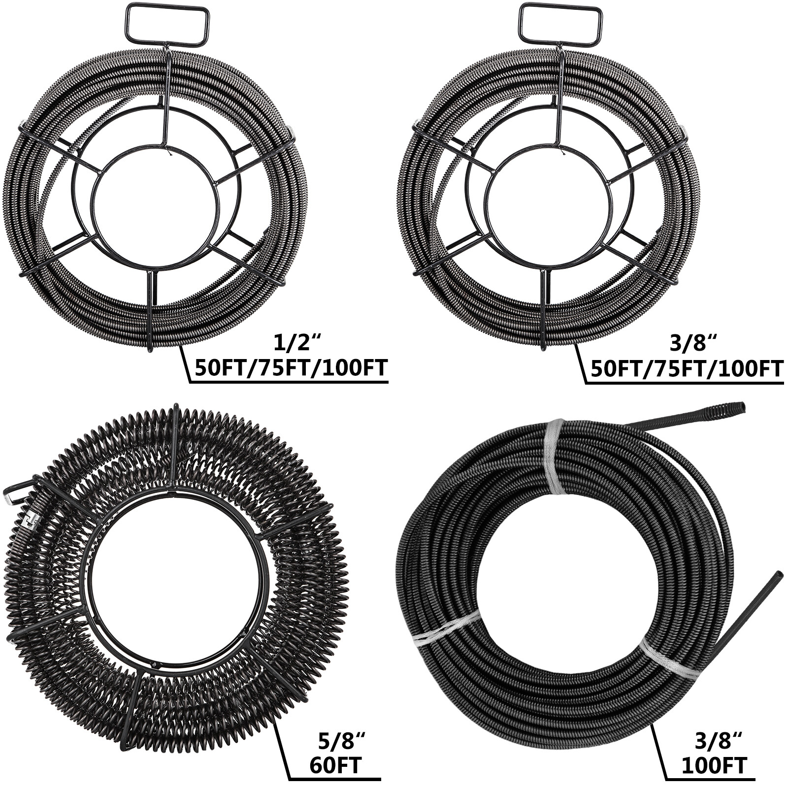 VEVOR 50′-100′ Drain Cleaner Auger Cable Replacement Snake Pipe Sewer Wire
