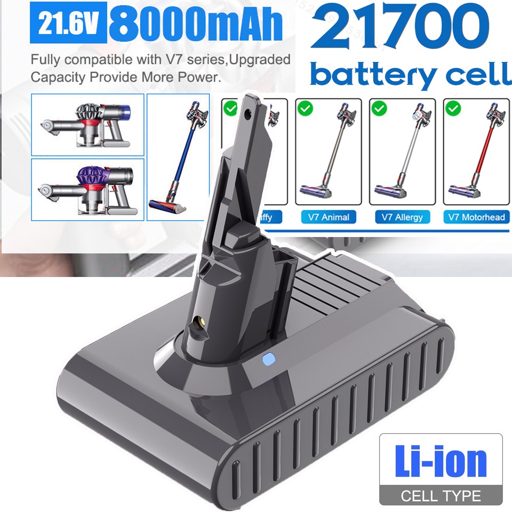 8.0ah For Dyson V7 Battery 21.6Volt V7 Trigger Motorhead Pro,V7Animal Battery