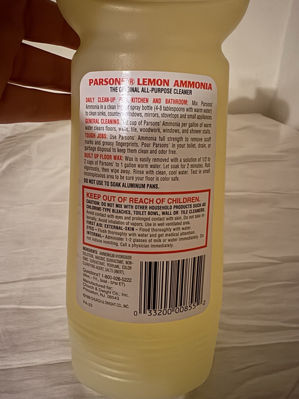 Vintage Parsons’ Ammonia All Purpose Cleaner Lemon Fresh 1999 28 Fl Oz NOS
