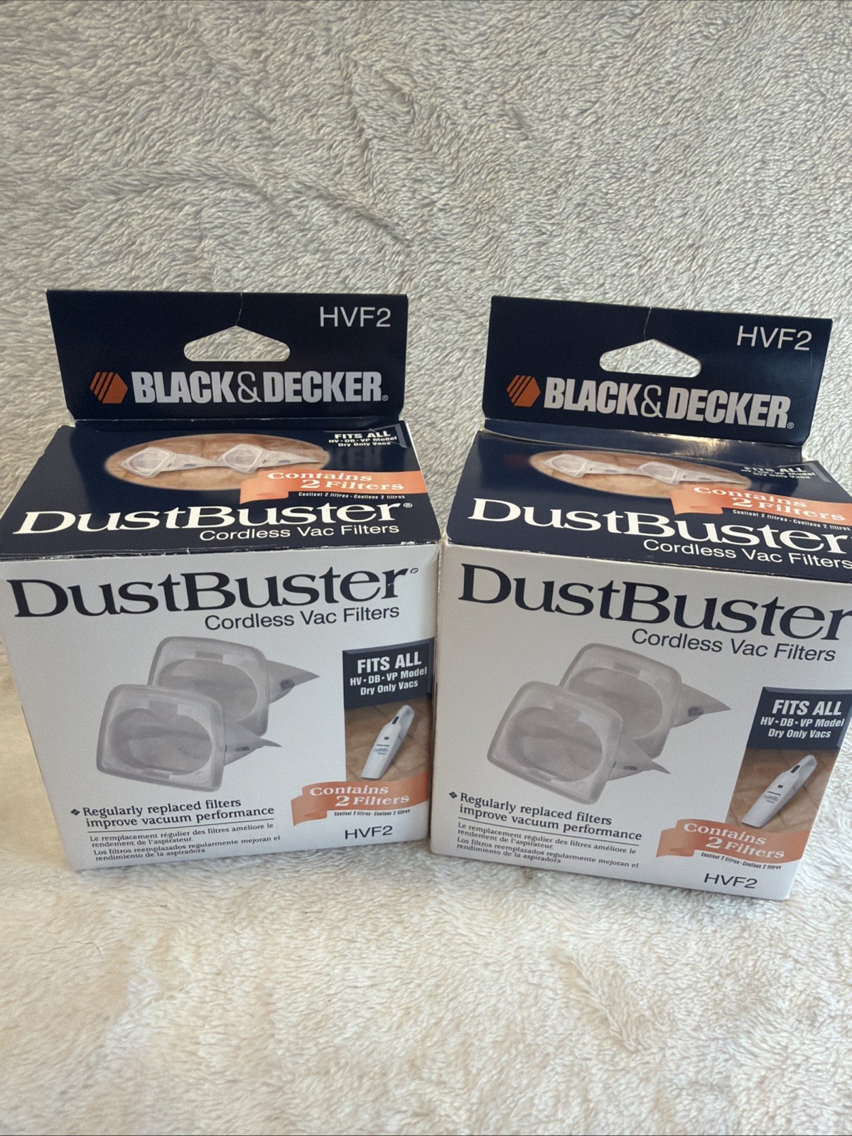 2- GENUINE BLACK & DECKER Replacement Dustbuster Filter HVF2 Hand Vacuums 2 pk