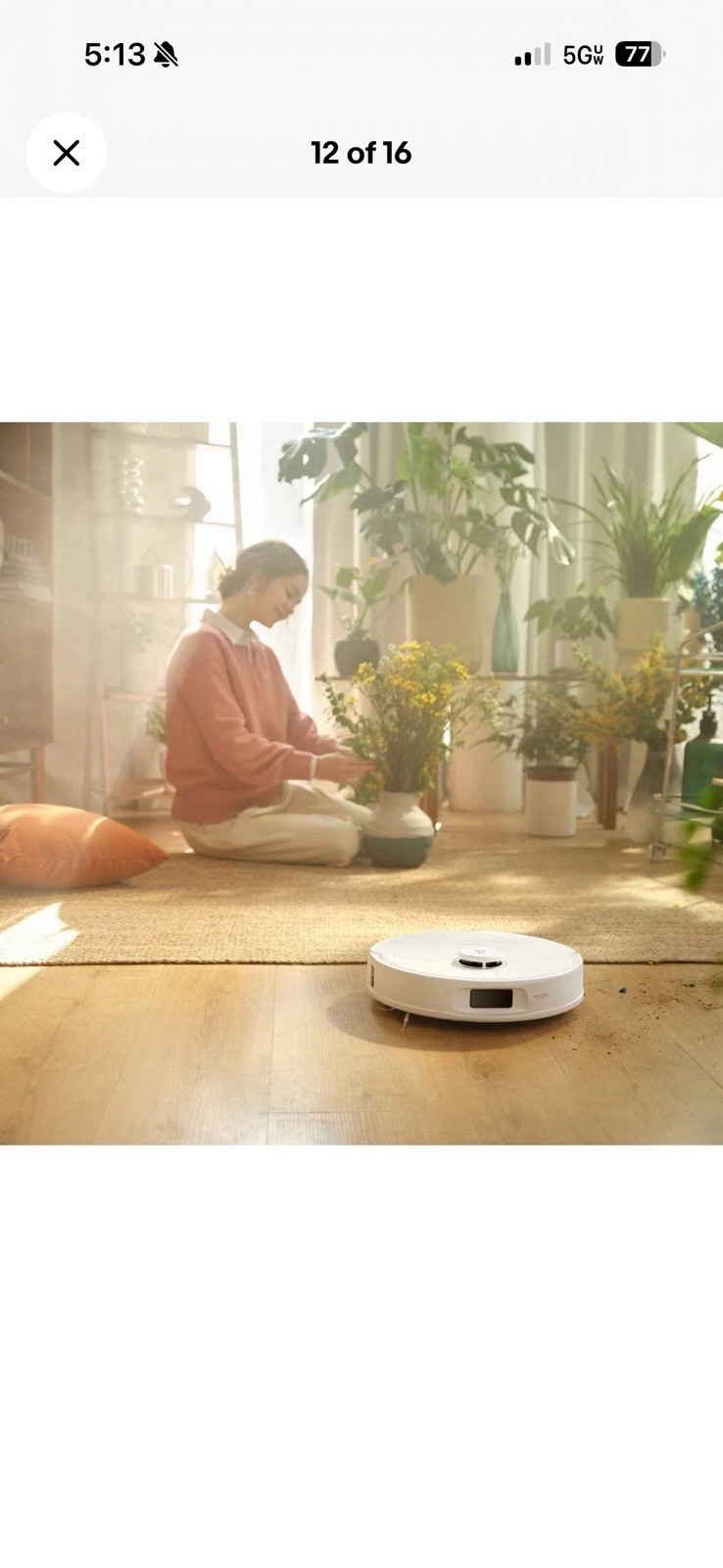 Roborock Qrevo Pro Cordless Robot Vacuum and Mop 6.5″ Cleaning Path White