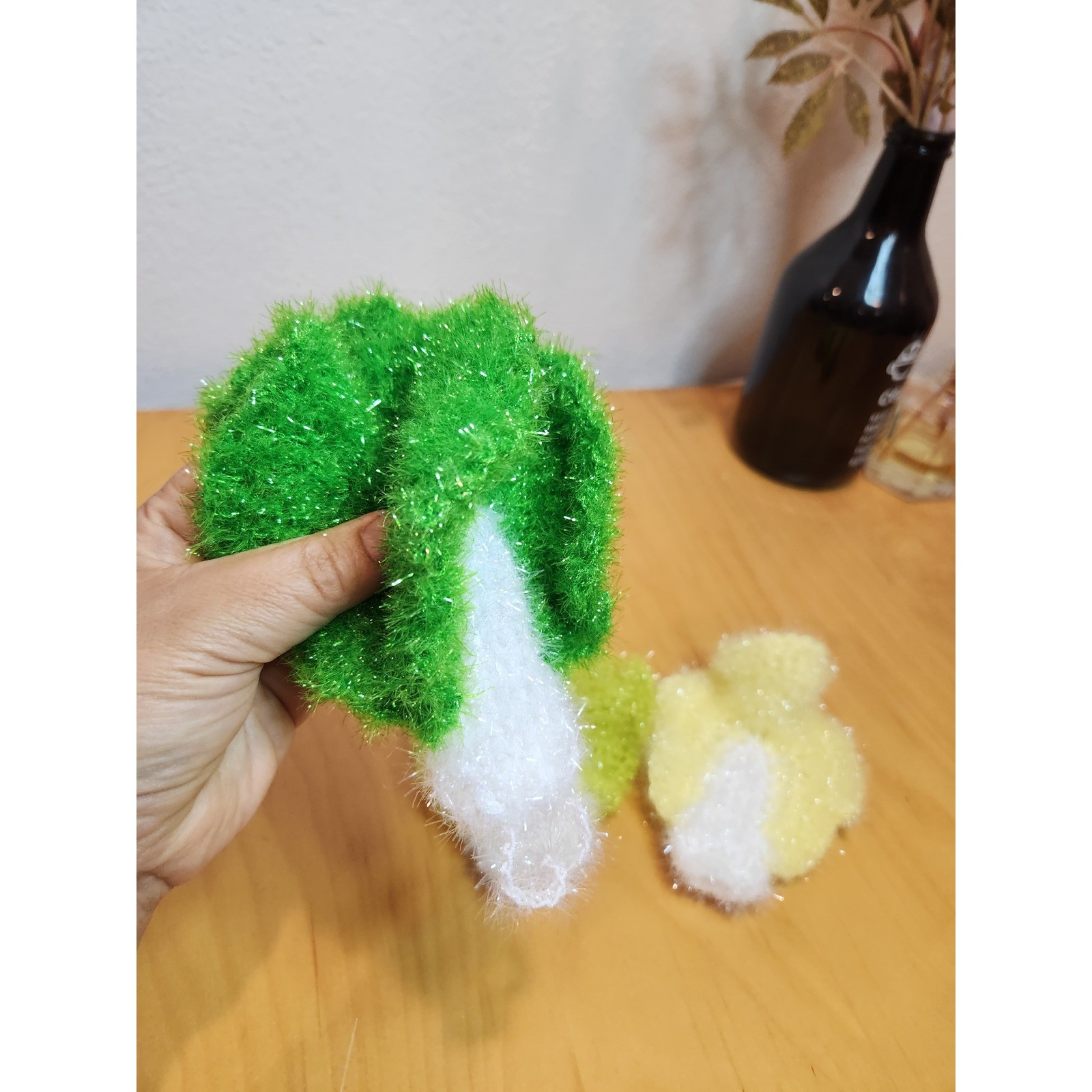 Handmade Crochet Napa Cabbage Dish Scrubby Set 3pc Green Kitchen Scouring Pads