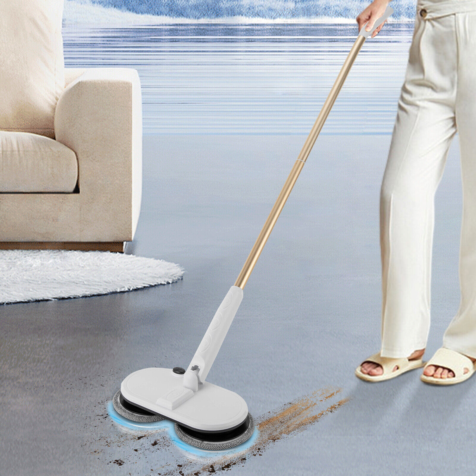 For Floor Cleaning Dual Spinning Scrubber Cordless Electric Mop Spin Mops NEW