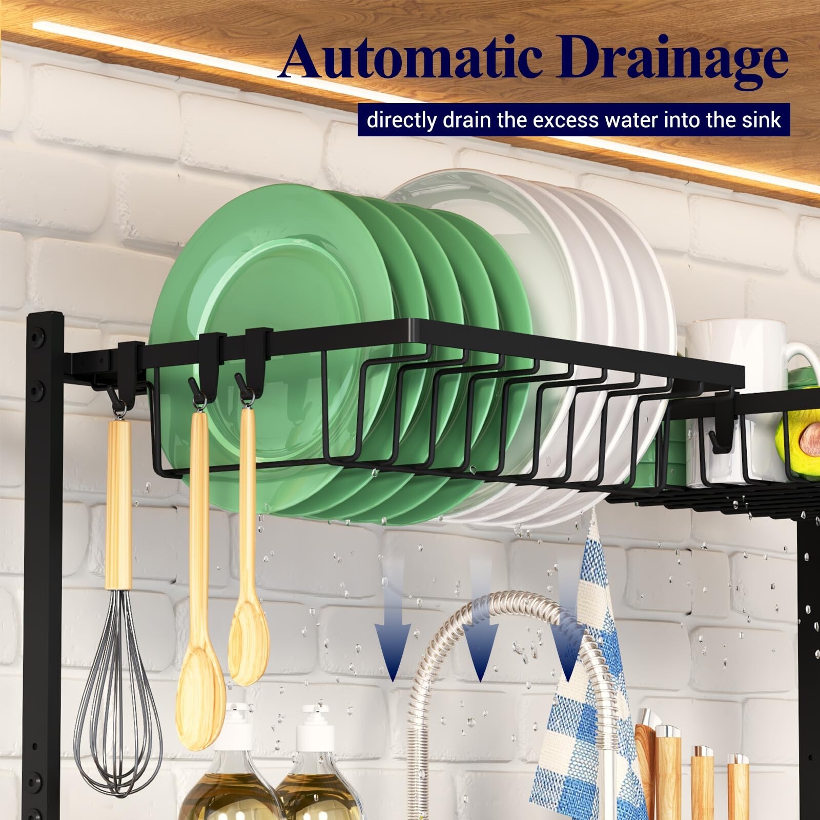 Kitsure Over The Sink Dish Drying Rack – 30.0″ to 33.9″x21.5″, Adjustable Sin…