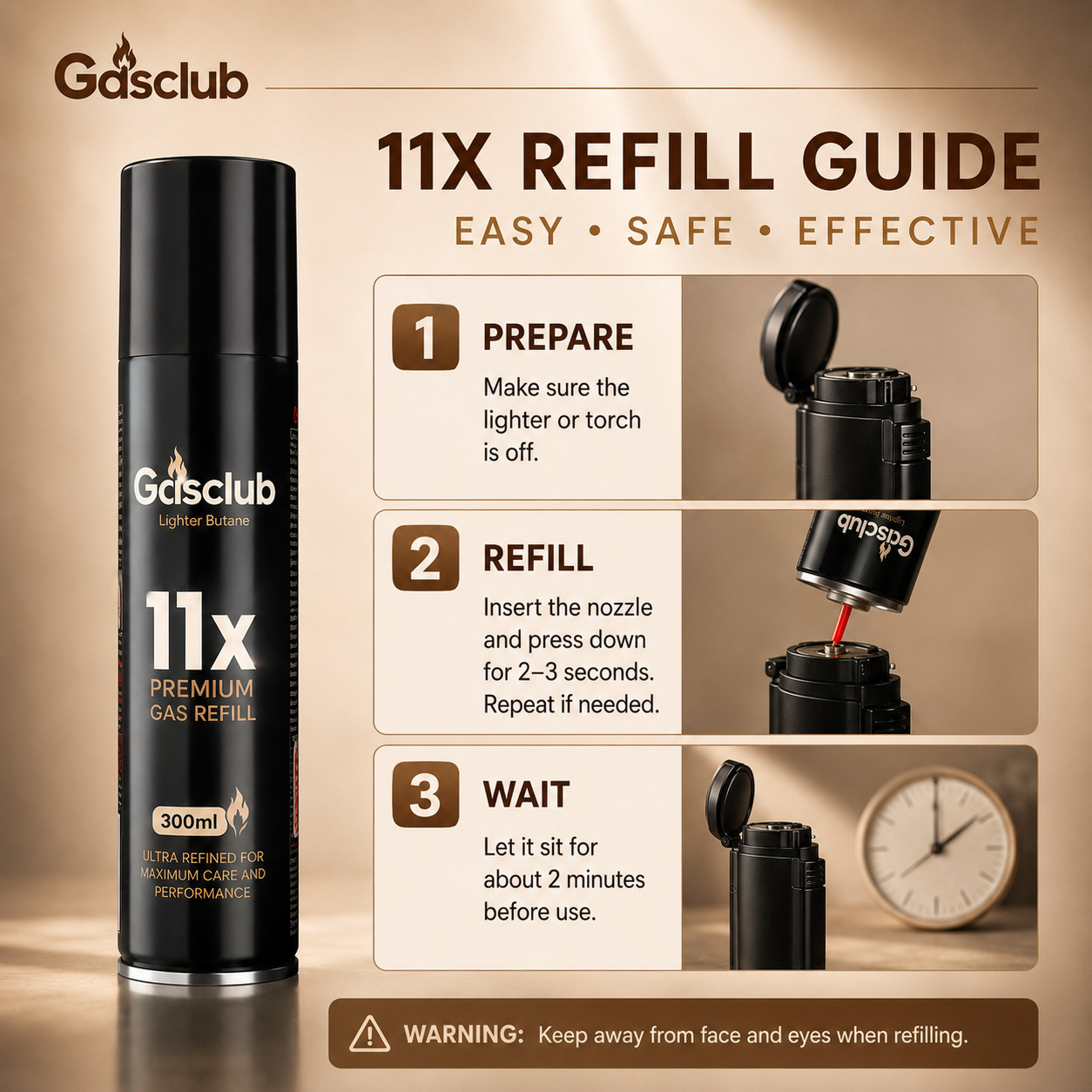 2 Cans GasClub 11X Refined Butane for Lighter Gas Fuel Refill 300mL Cartridge
