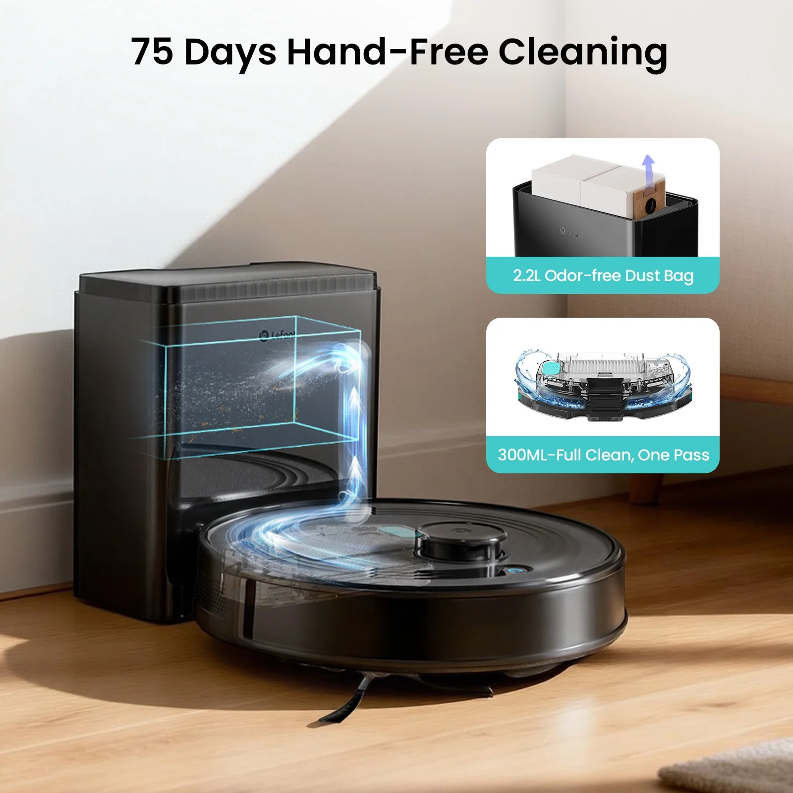 Robot Vacuum & Mop M2 Plus Lidar, 7000Pa Suction, Self-Emptying, Multi-Floor