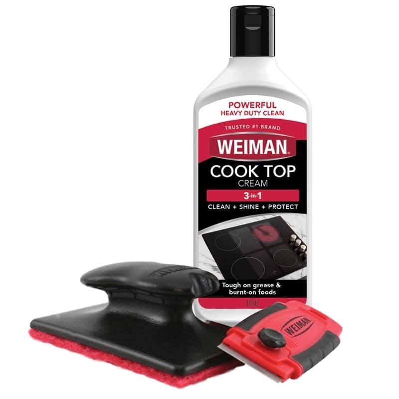 Glass Ceramic Cooktop Cleaner Kit including Polish Scrubbing Pads & Scraper