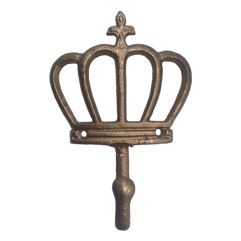 Cast Iron Crown Cross Hook Gold 15cm