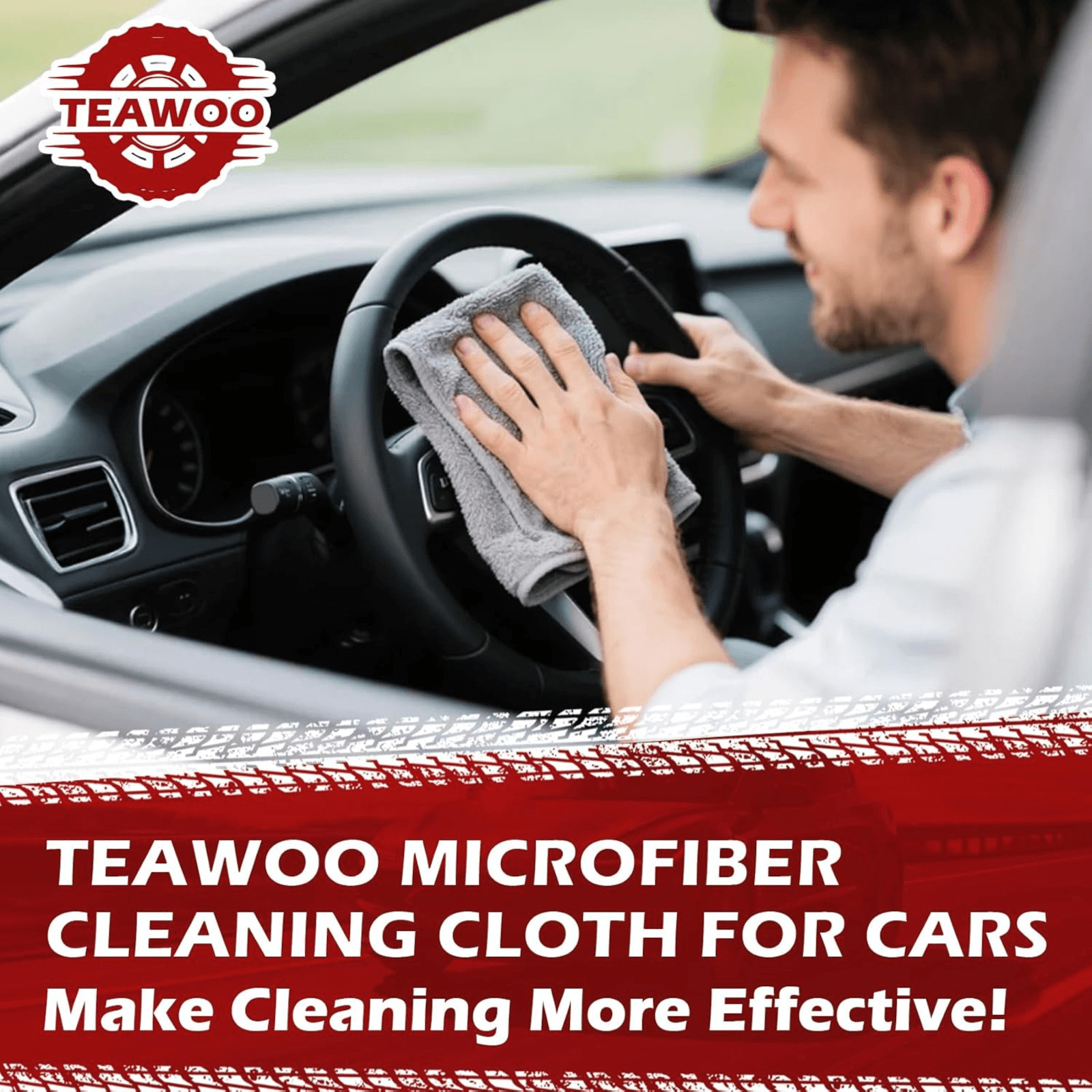 TEAWOO Microfiber Cleaning Cloths (15-Pack, Grey)