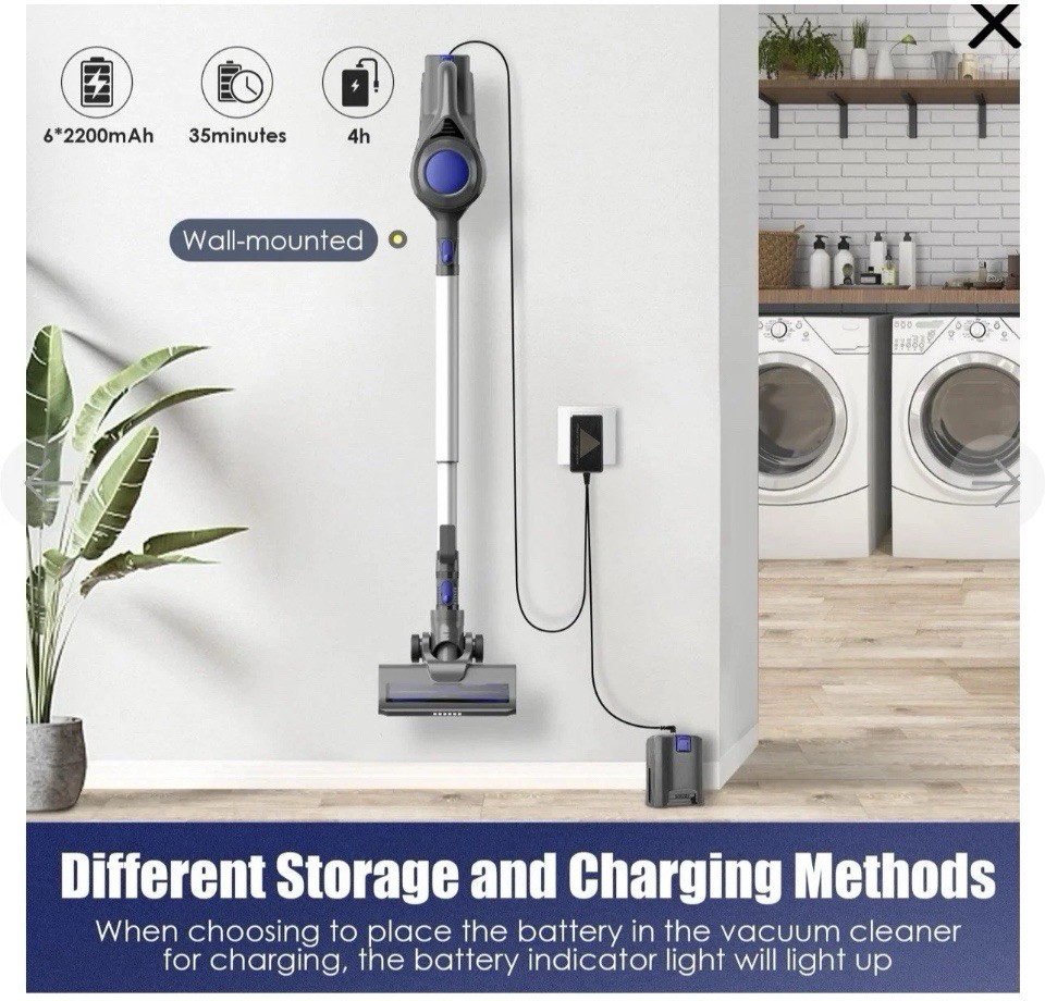 Moosoo XL-618A Cordless 10Kpa 4 in 1 Vacuum Cleaner BLUE 2 batteries