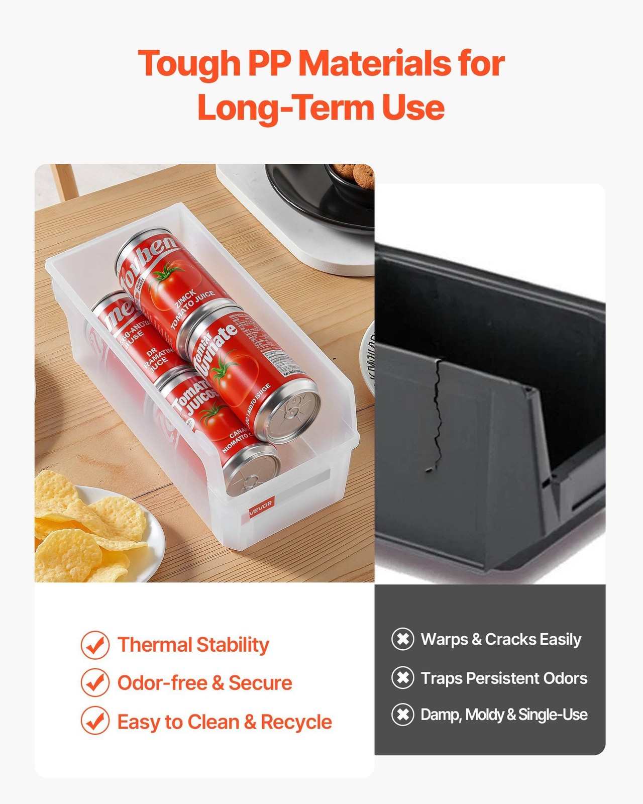 10.9×5.5×5.1in 8-Pack Transparent Stackable Plastic Storage Bins & Containers