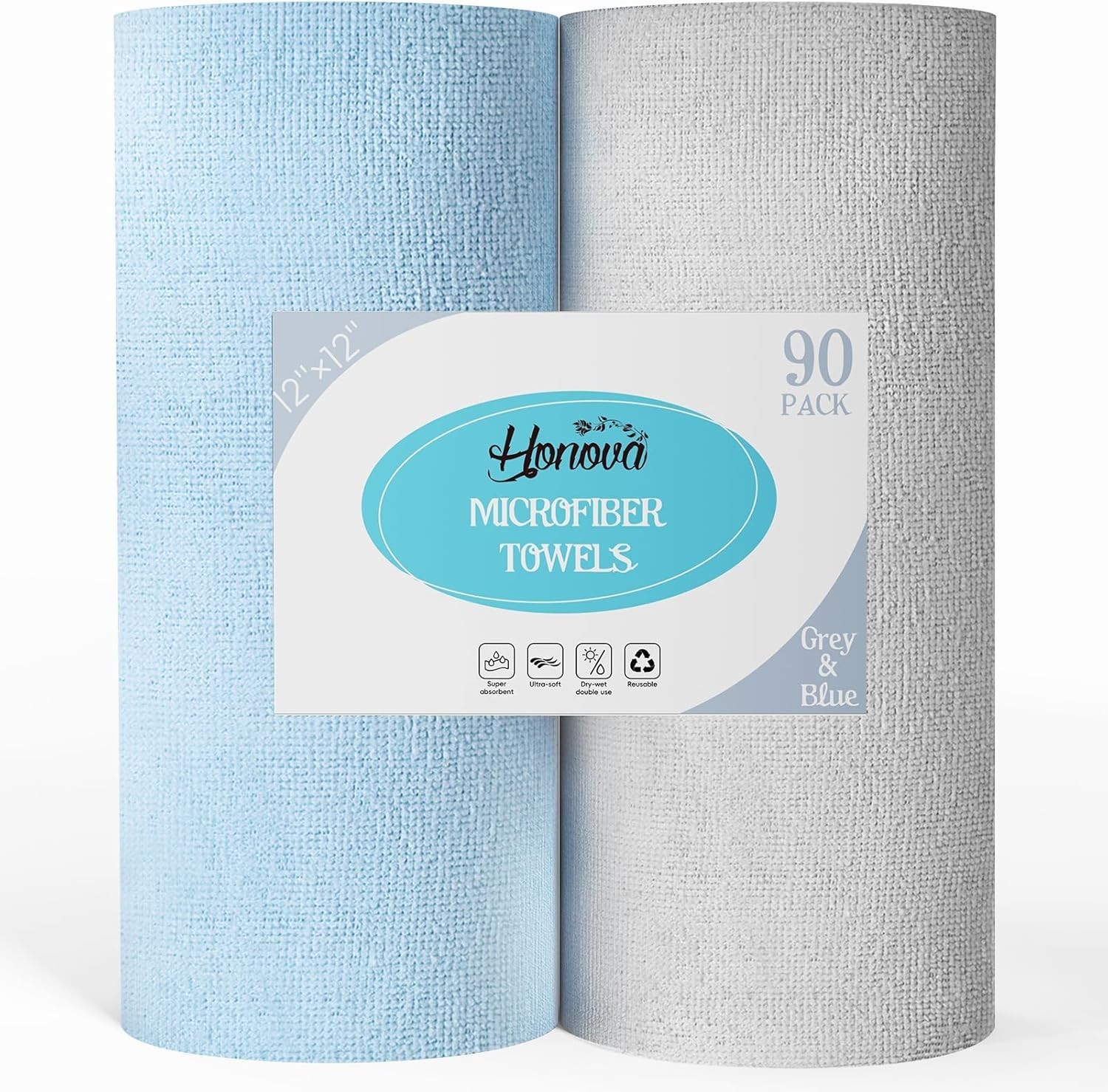 Microfiber Cleaning Cloth Roll 90 Pack, Tear Away Microfiber Towels, 12″ x 12…