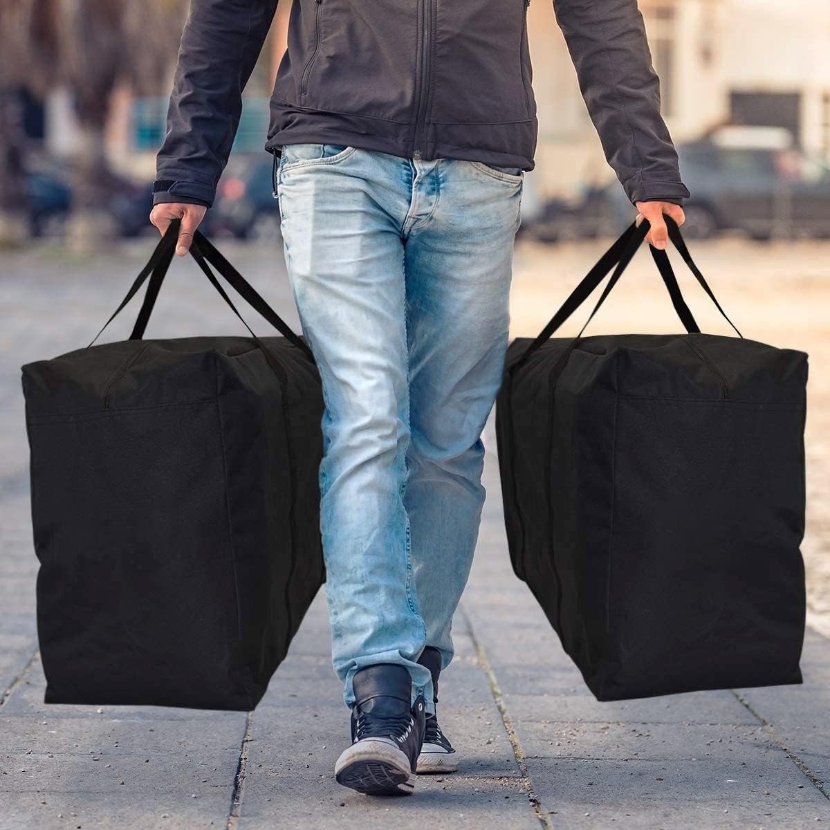 1 or 2 Extra Large Moving Bags with Strong Zippers Carrying Handles Storage Bags