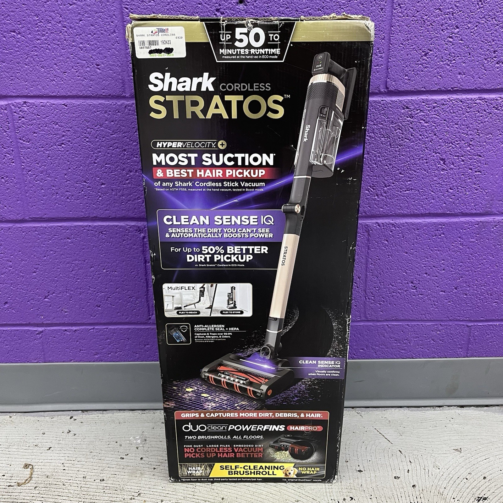 Shark Stratos Cordless Stick Vacuum Clean Sense IQ DuoClean PowerFins IZ840H