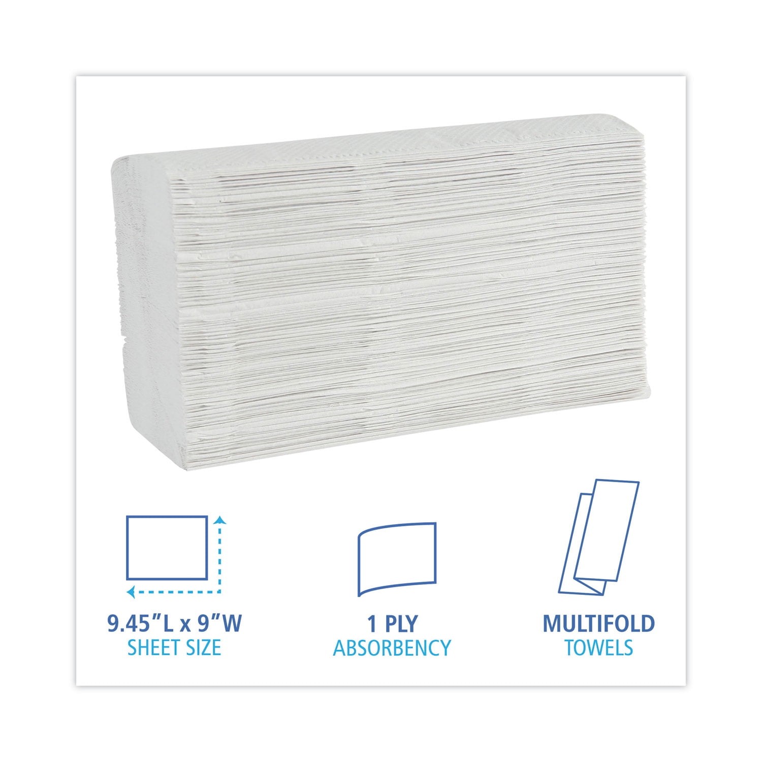 Multifold Commercial Paper Towels, 1-Ply, 16 Packs, 250 Sheets per Pack, White