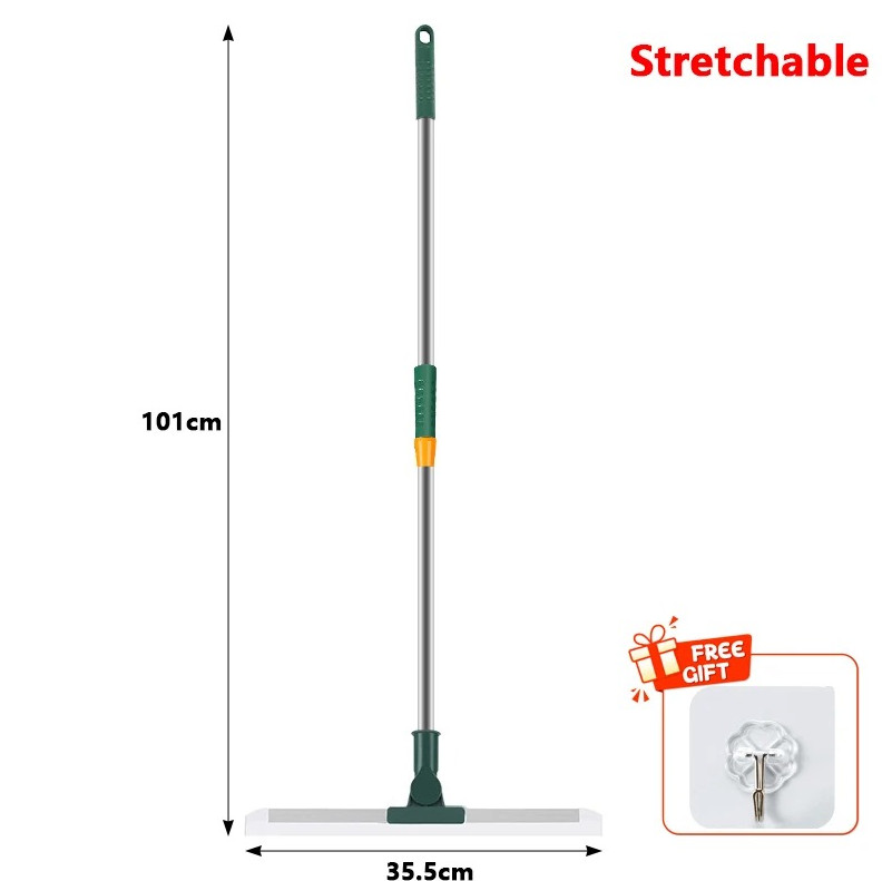 1pcs Long Handle Silicone Broom with Telescopic Rod for Floor & Glass Cleaning