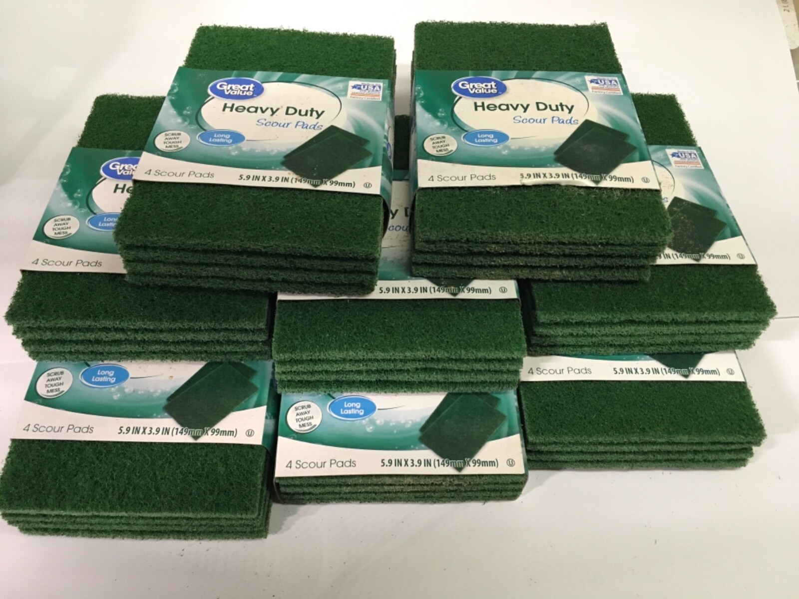Great value heavy duty scour pads 5.9×3.9 inch 8packnof 4ct (32 pads total)