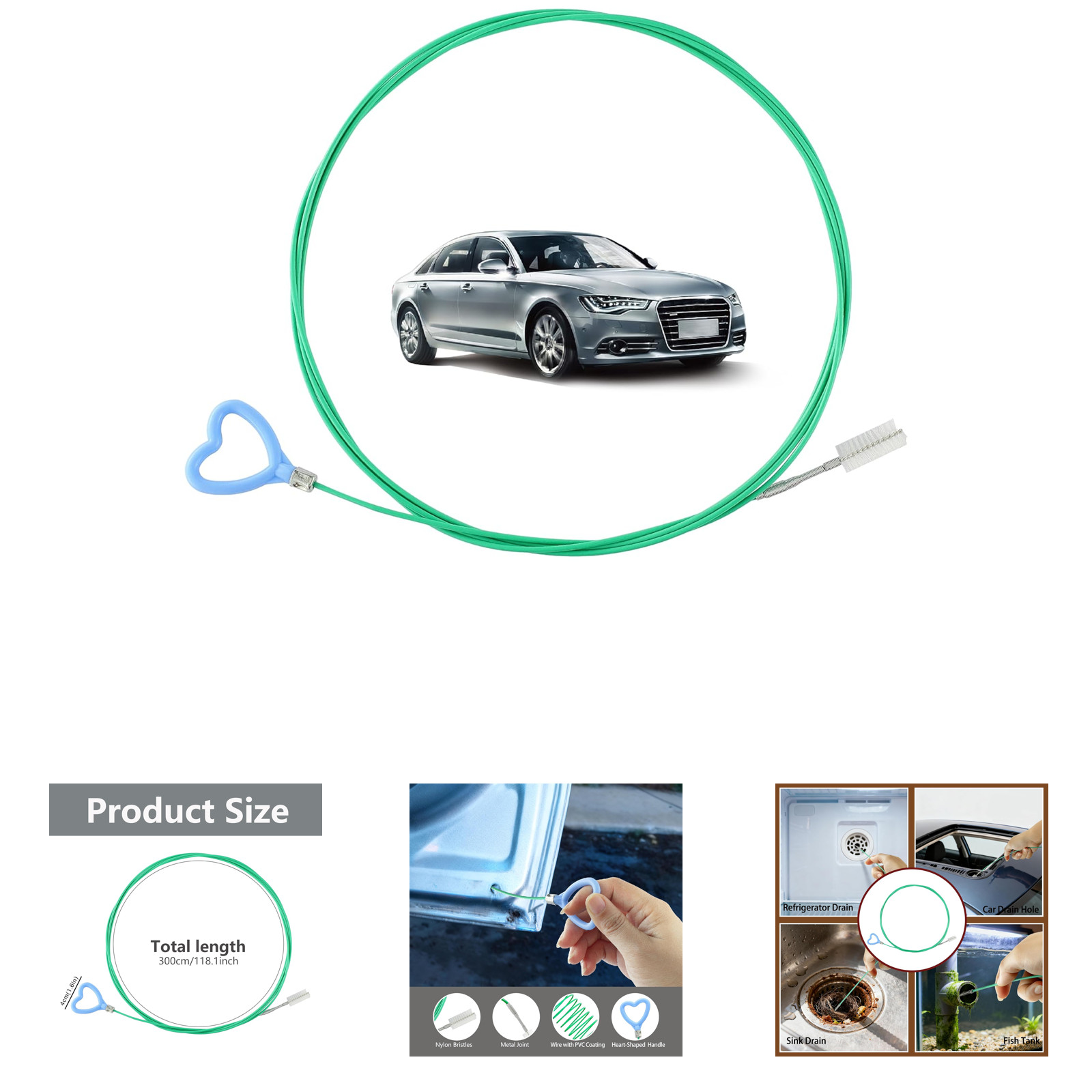 Sunroof Drain Cleaning Tool, Extra Long Flexible Pipe Cleaner, Car AC and