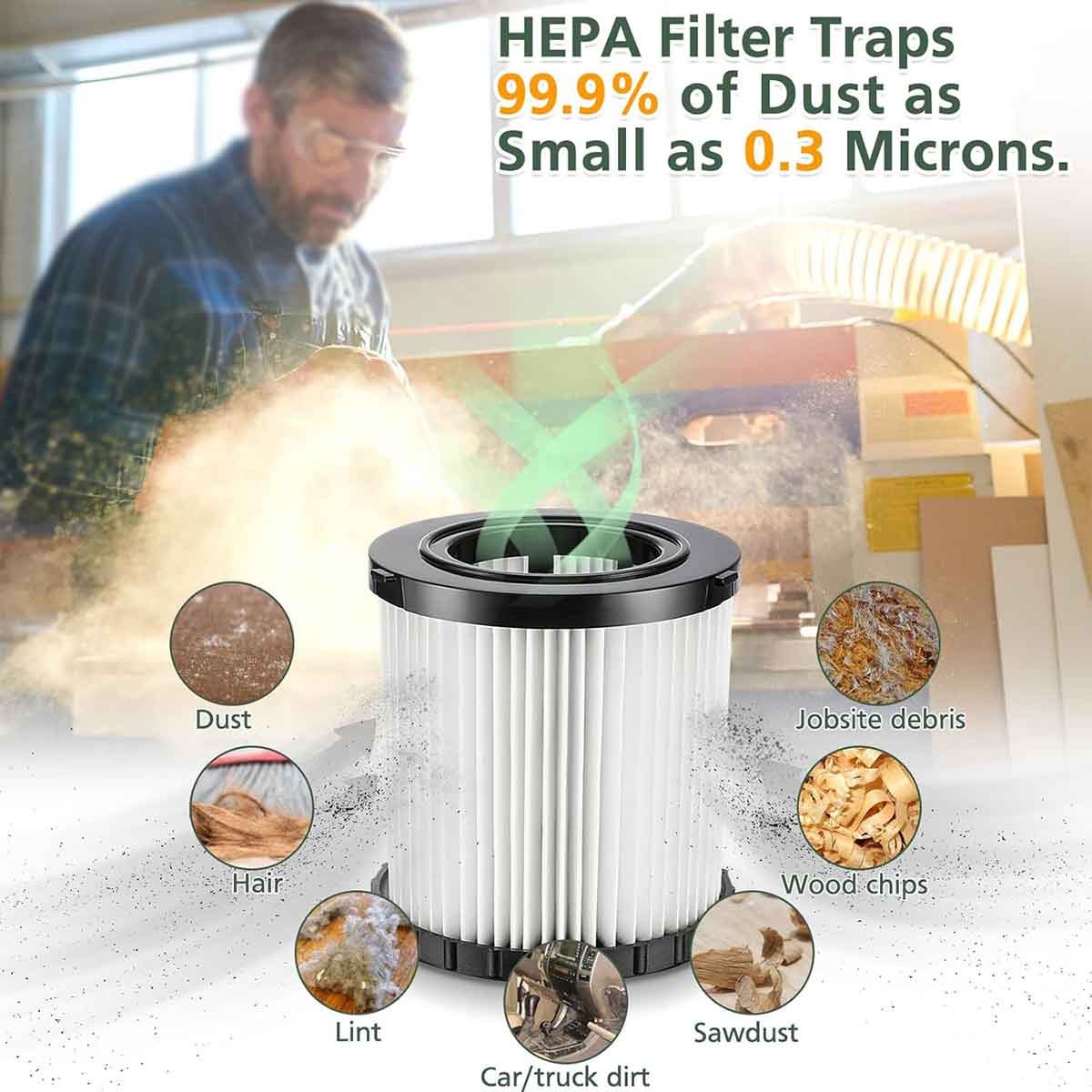 2 Pack Cartridge HEPA Filters DCV5801H for DeWalt DCV580 & DCV581H Wet Dry Vacs