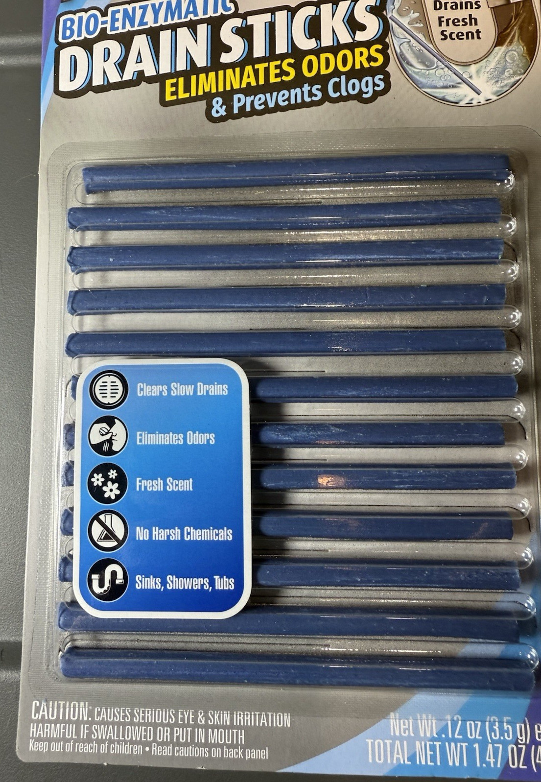 Instant Power Bio Enzymatic Drain Sticks 12 Pack Eliminate Odors & Prevent Clog