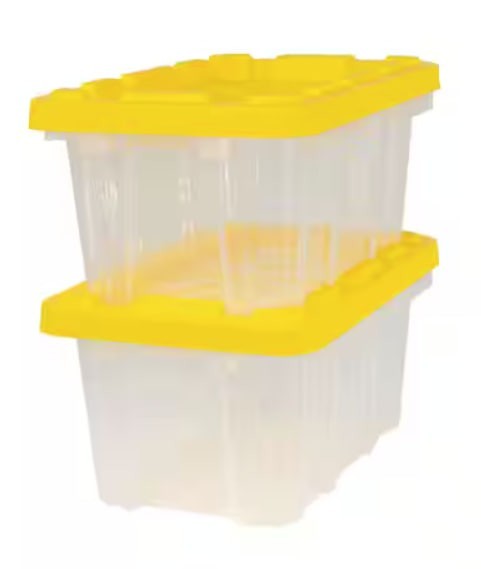 HDX 6.5 Qt Tough Storage Tote with Yellow Lid Clear Plastic Container (1-Pack)