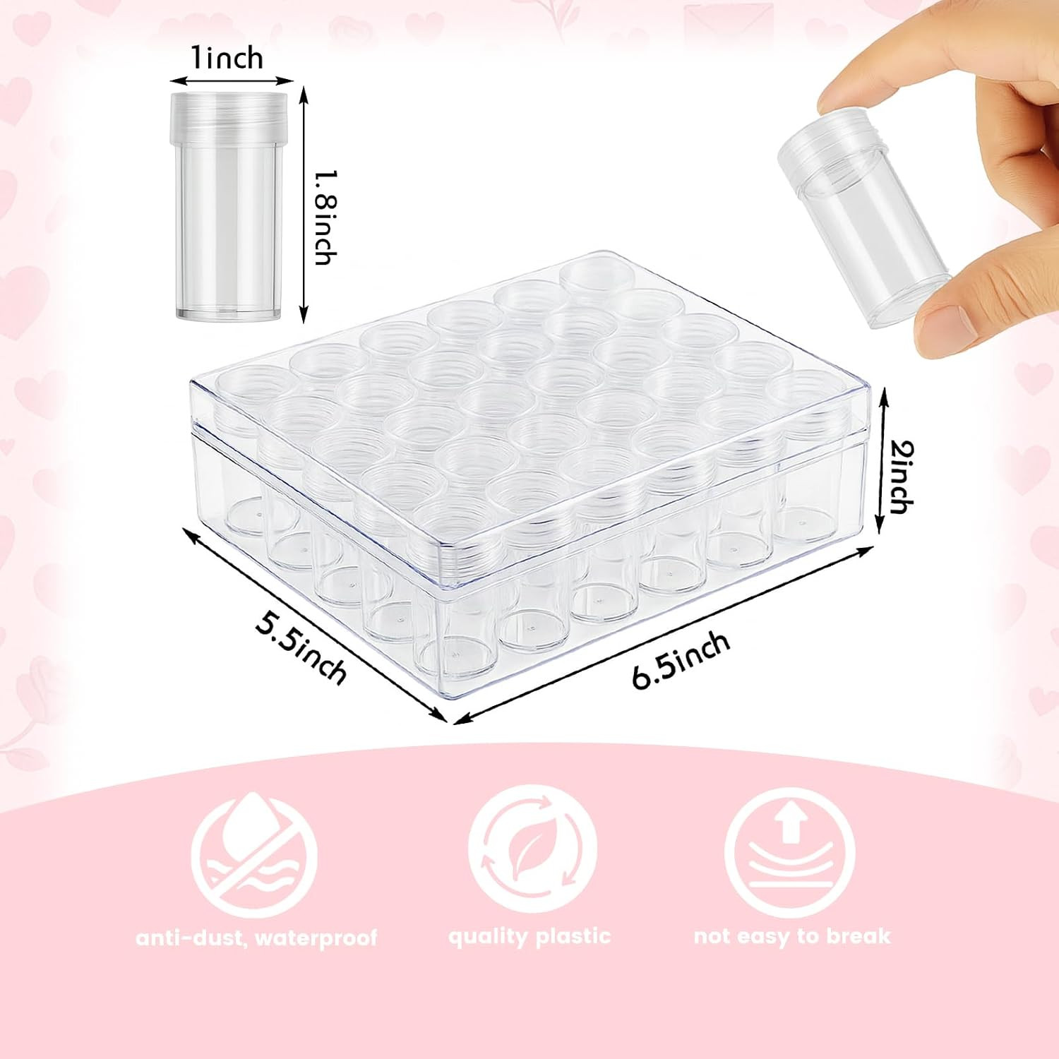 Embroidery Diamond Storage Box, 30PCS Big Clear Plastic Bead Containers with Sil