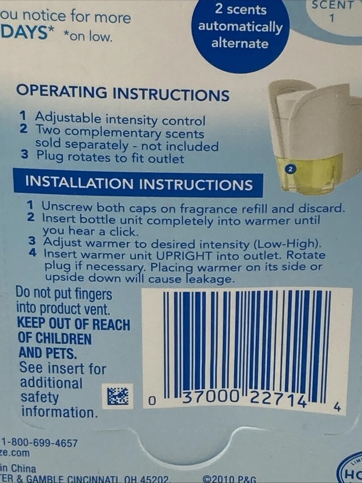 Febreze NOTICEables Scented Oil Warmer Plug In 2 in 1 Air Freshener NO REFILL