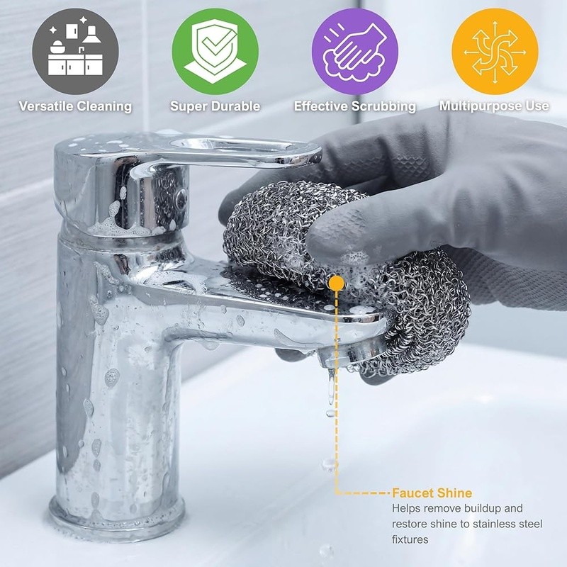 Heavy Duty Stainless Steel Scrubbing Pads Kitchen Cookware Grills Tiles Cleaning
