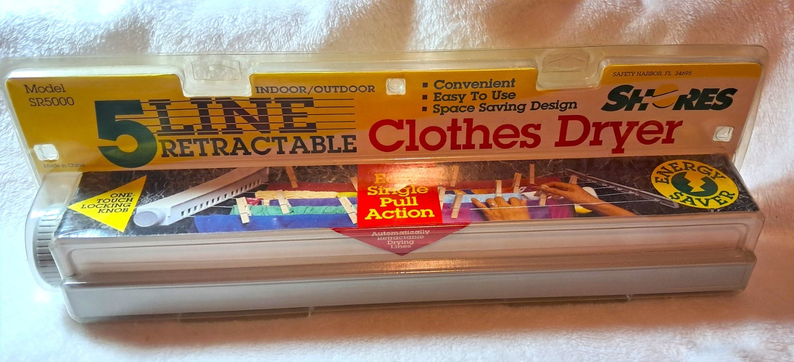 Laundry Clothesline Dryer Retractable 5 Line Hangers Indoor Outdoor Reel Clothes