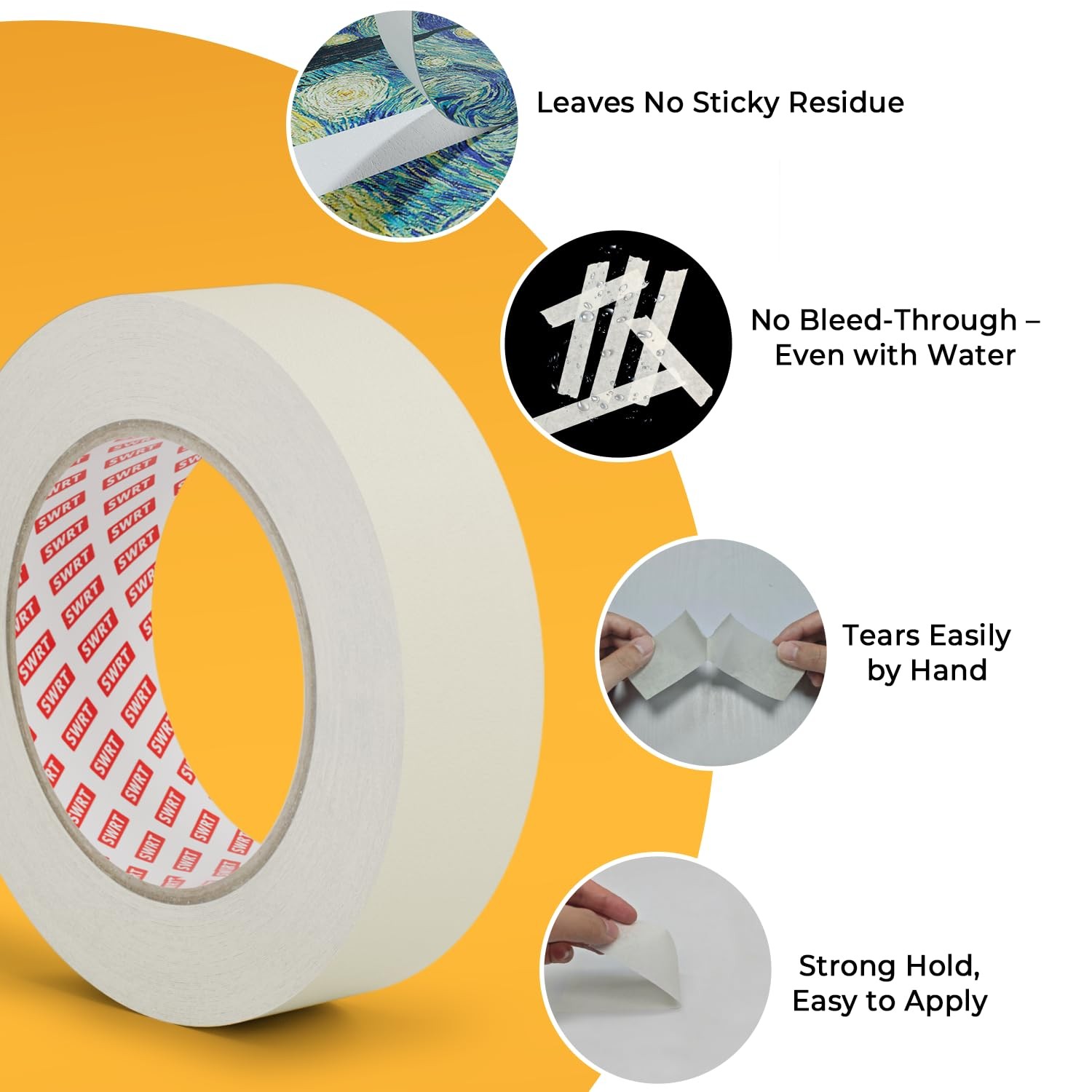Masking Tape 0.75 Inch x 55 Yards, 4 Rolls White Masking Tape Bulk, General P…