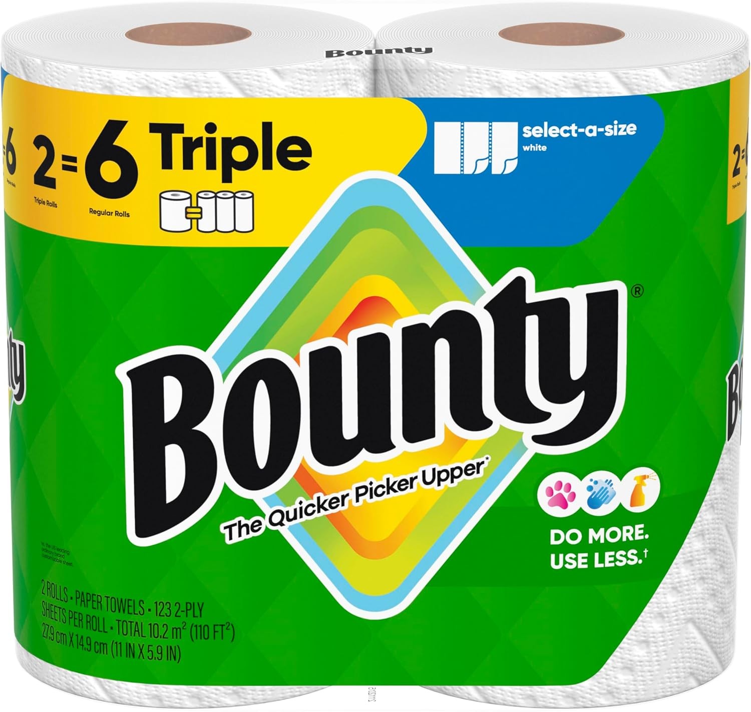 Bounty Select-A-Size Paper Towels White 2 Triple Rolls = 6 Regular Rolls