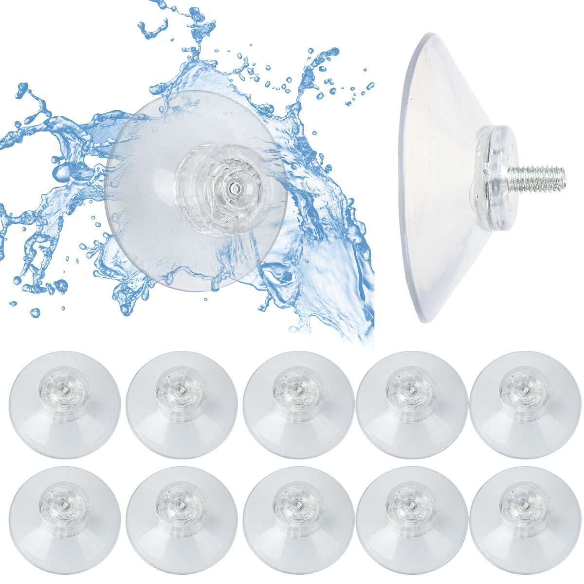 10PCS Strong Suction Cups with M4 Screw Rod Knurled Hook Clear Kitchen Glass USA