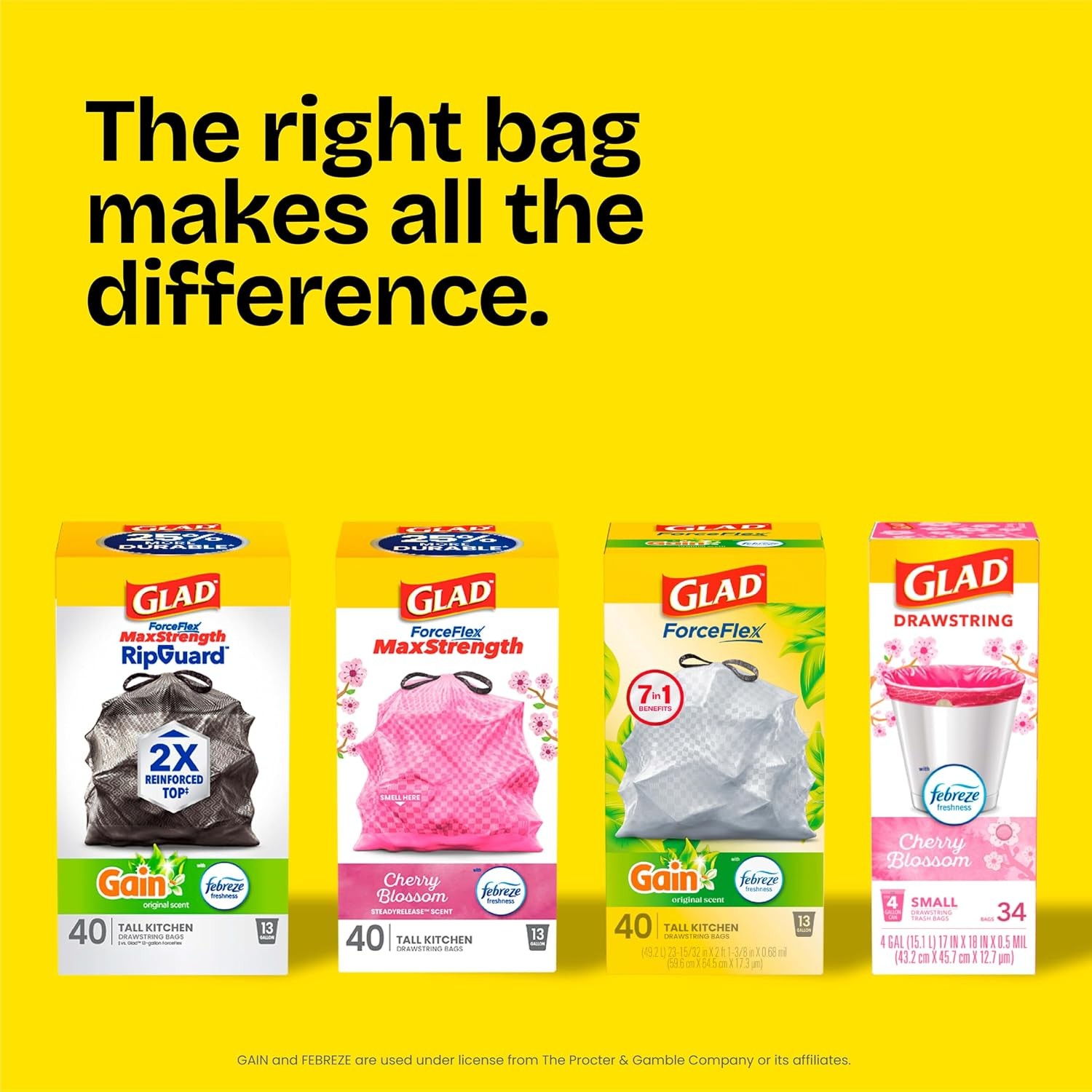 Glad 13 Gal OdorShield Trash Bags, Febreze Fresh Clean, 110 Ct