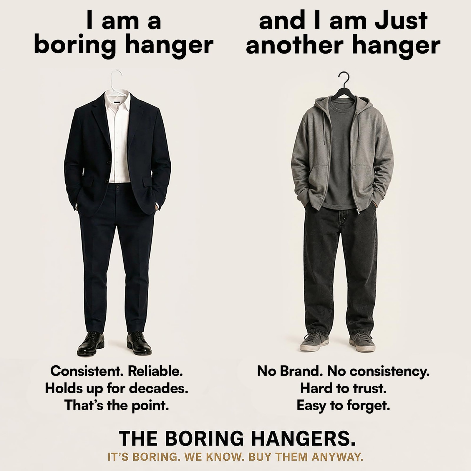 The Boring Hangers 22 Pack White plastic hangers