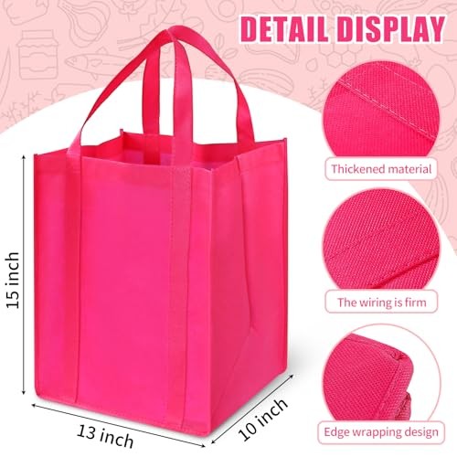 12 Pack Large Reusable Grocery Bags Heavy Duty Nonwoven Fabric 40 lbs