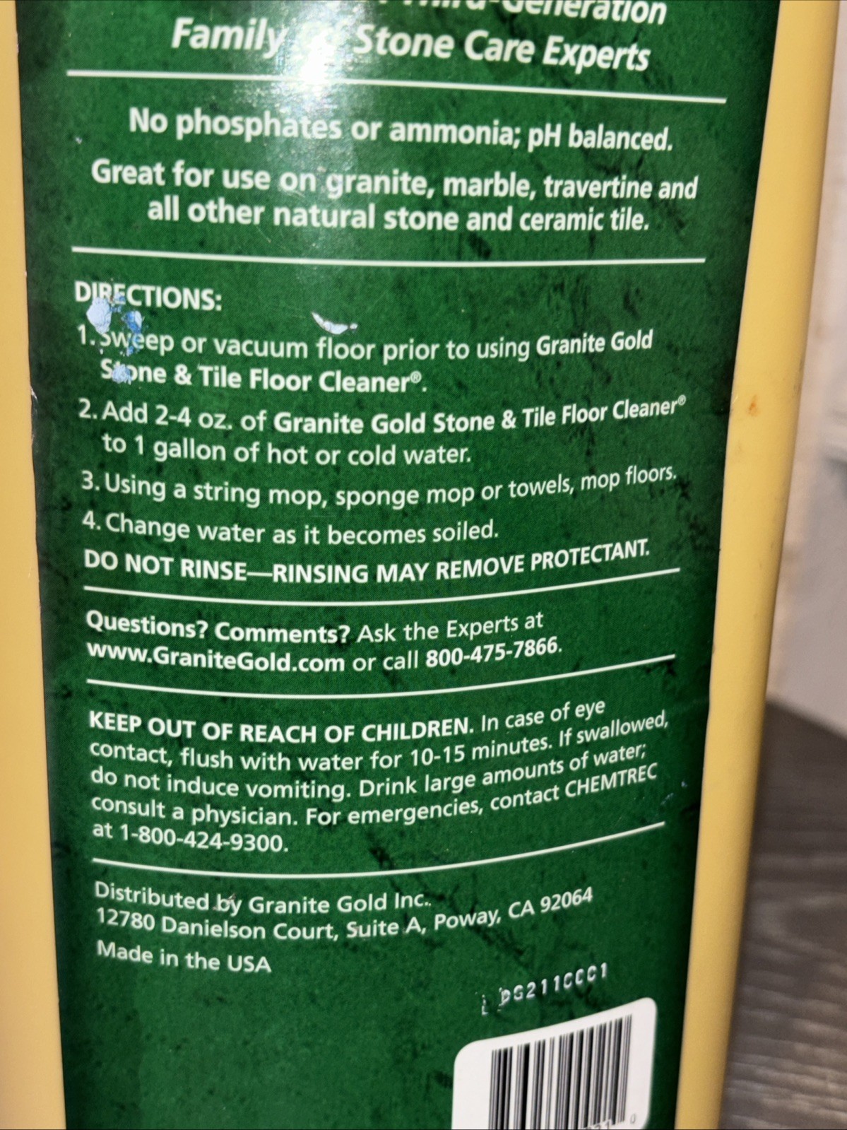 Granite Gold Stone & Tile Floor Cleaner 32 oz. New